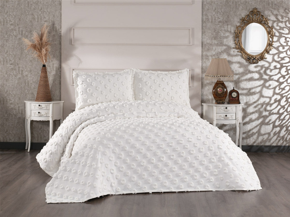 Set cuvertură pat dublu, Hayal - Cream, Crem