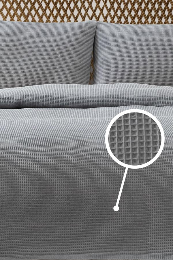 Cuvertură pichet pat dublu, Waffle - Grey, Gri