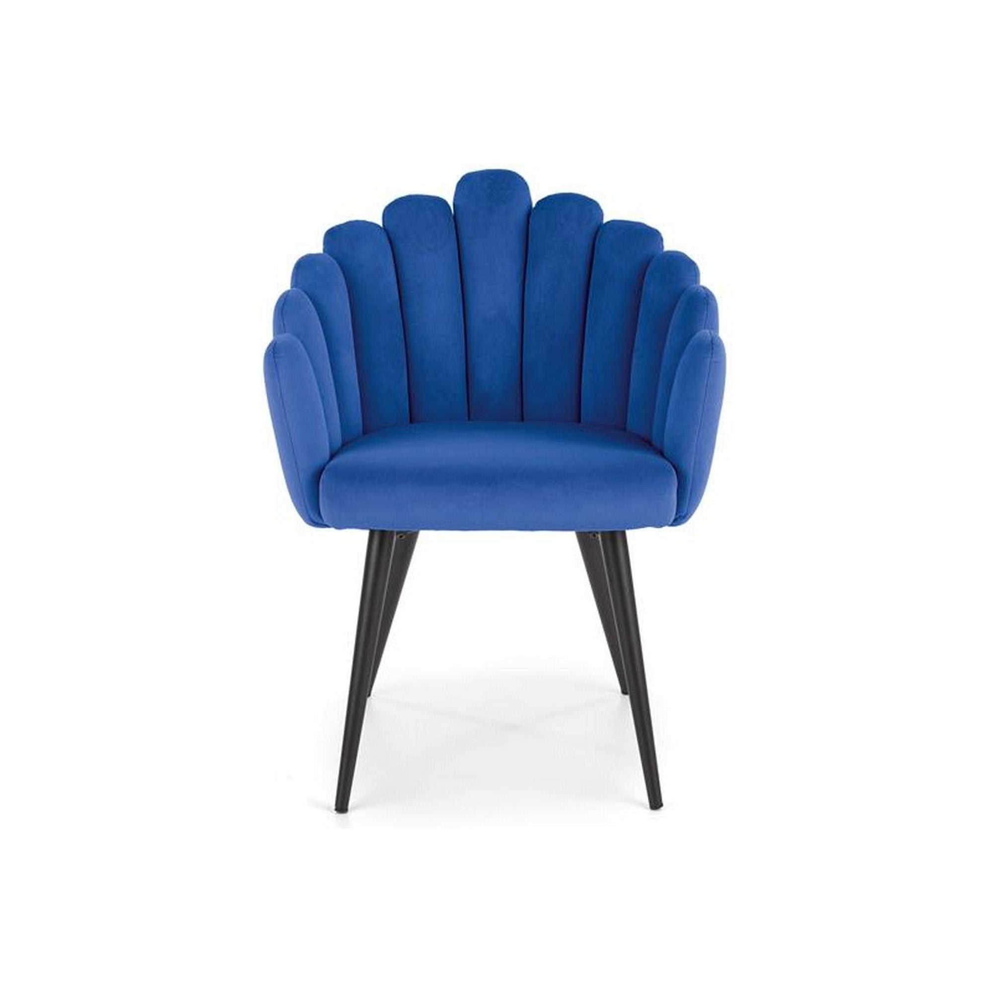 Scaun K410, albastru/negru, stofa catifelata/otel, 65x62x85 cm