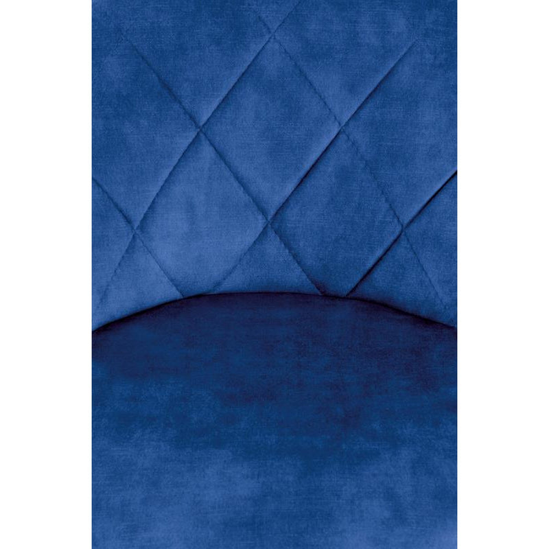 Scaun bar H101, albastru/negru, stofa catifelata/metal, 47x45x84 cm