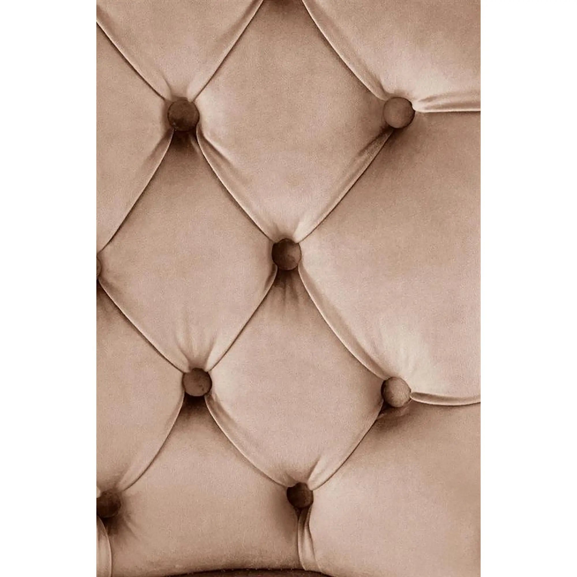 Scaun tapitat MIYA, bej - Bluvel 40, stofa catifelata/lemn, 54x60x100 cm