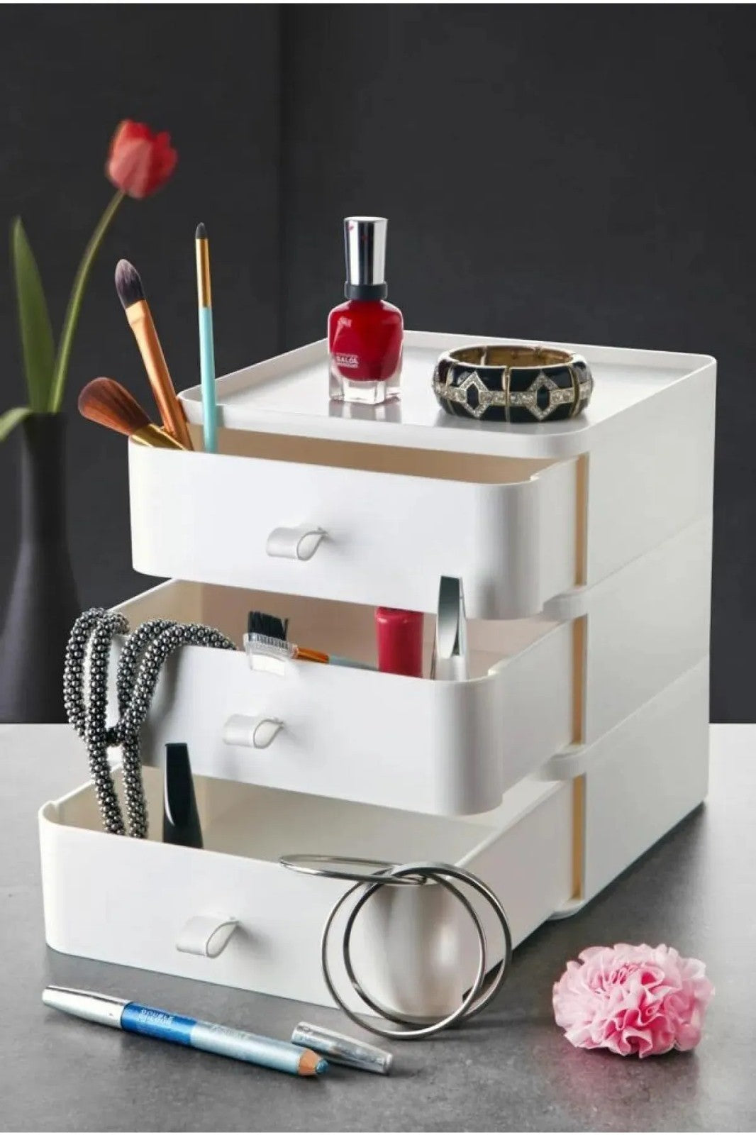 Organizator de machiaj, Byv - White, Alb