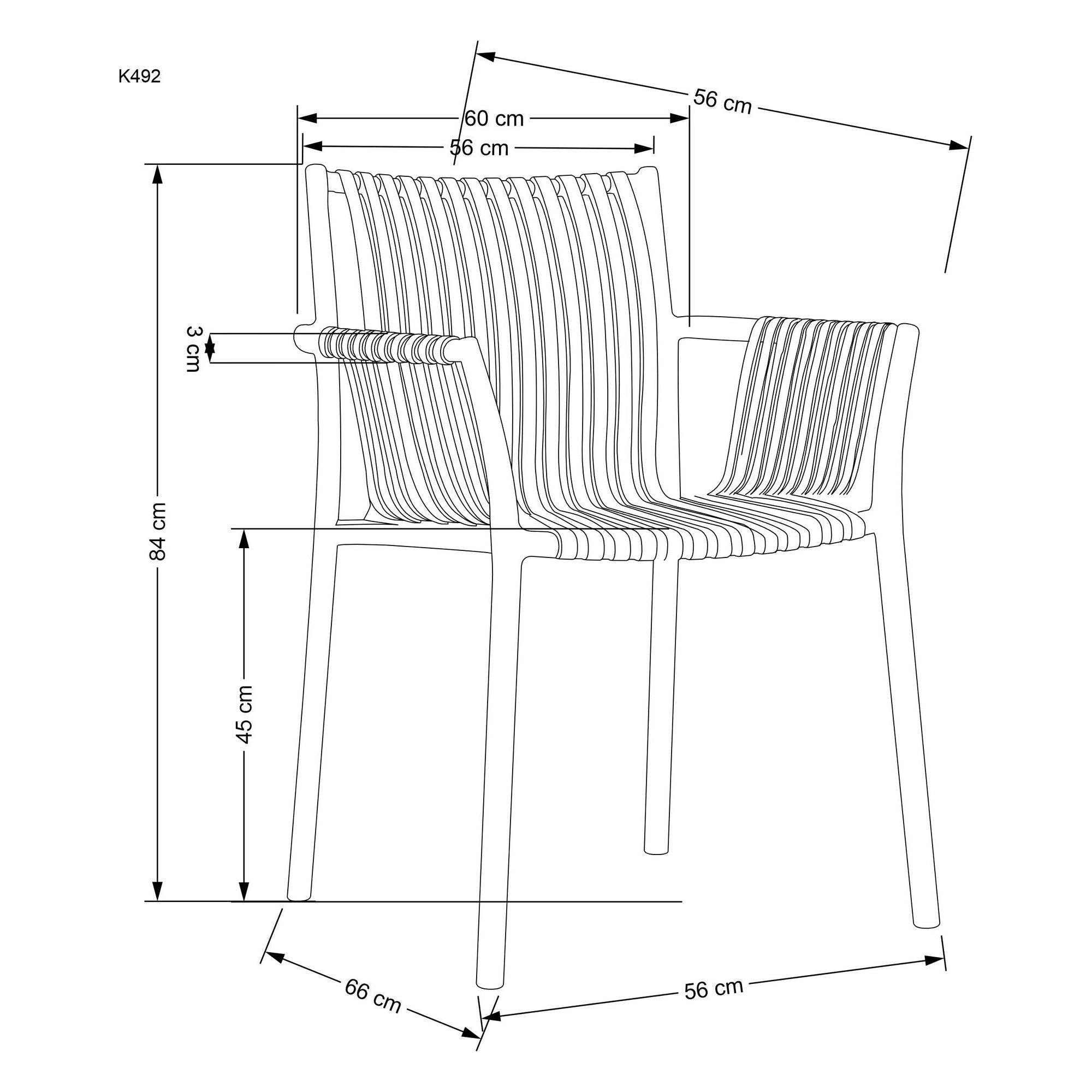 Scaun K492, negru, polipropilena, 60X56X84 cm