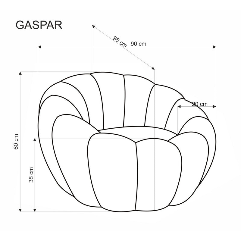 Fotoliu puf GASPAR, crem, stofa buclata, 90x95x60 cm