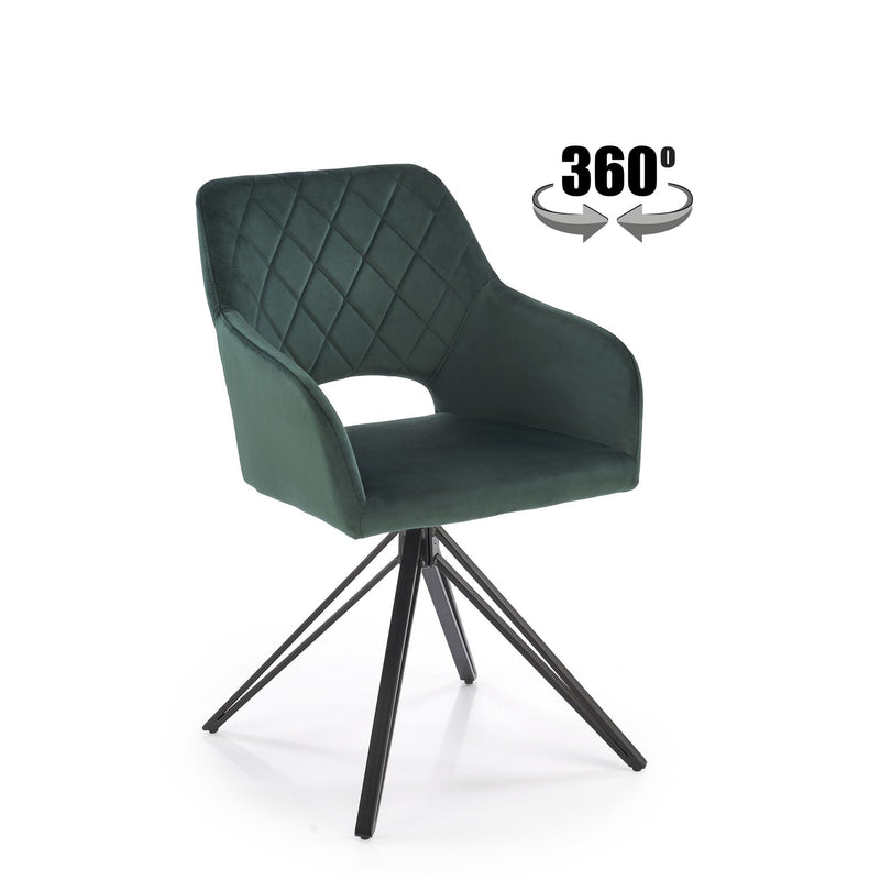 Scaun rotativ K535, verde inchis/negru, stofa catifelata/metal, 57x60x86 cm