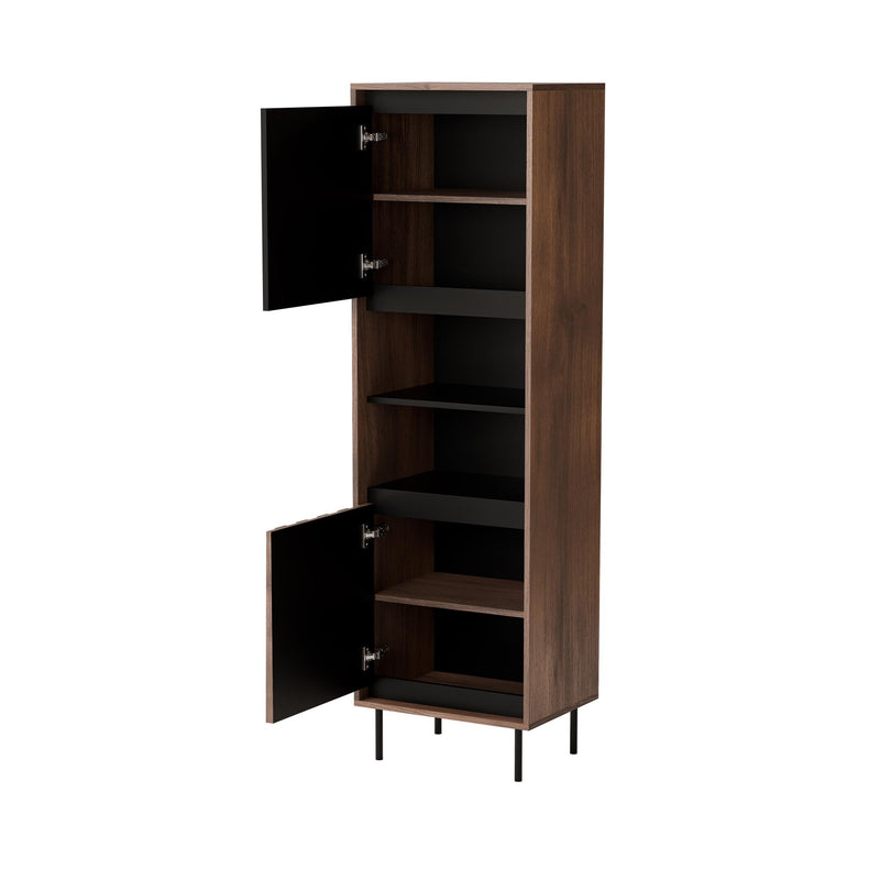 Biblioteca SWING W-1, nuc/negru, PAL laminat/metal, 53x40x179 cm