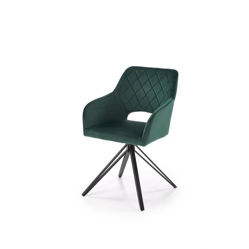 Scaun rotativ K535, verde inchis/negru, stofa catifelata/metal, 57x60x86 cm