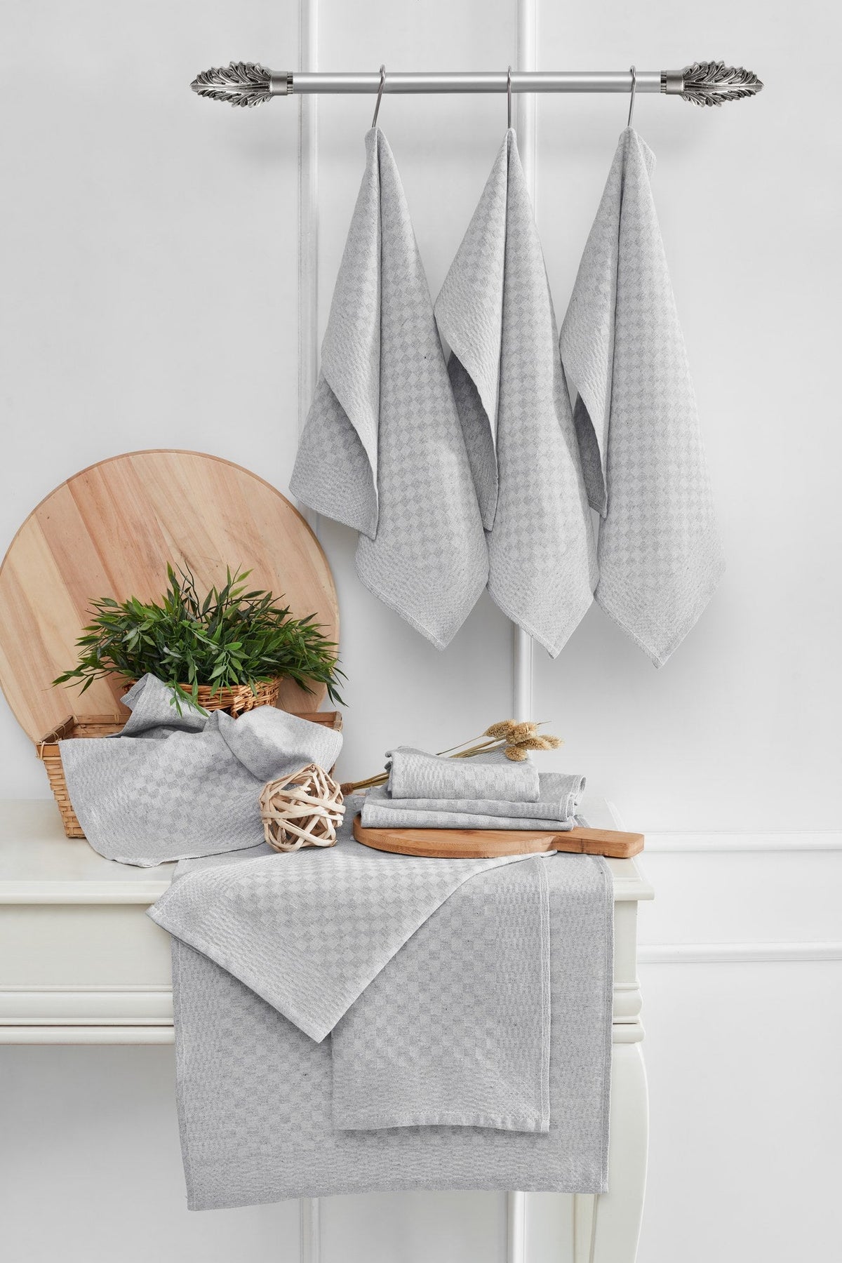 Set prosoape de bucătărie (10 piese), Lola - Grey, Gri