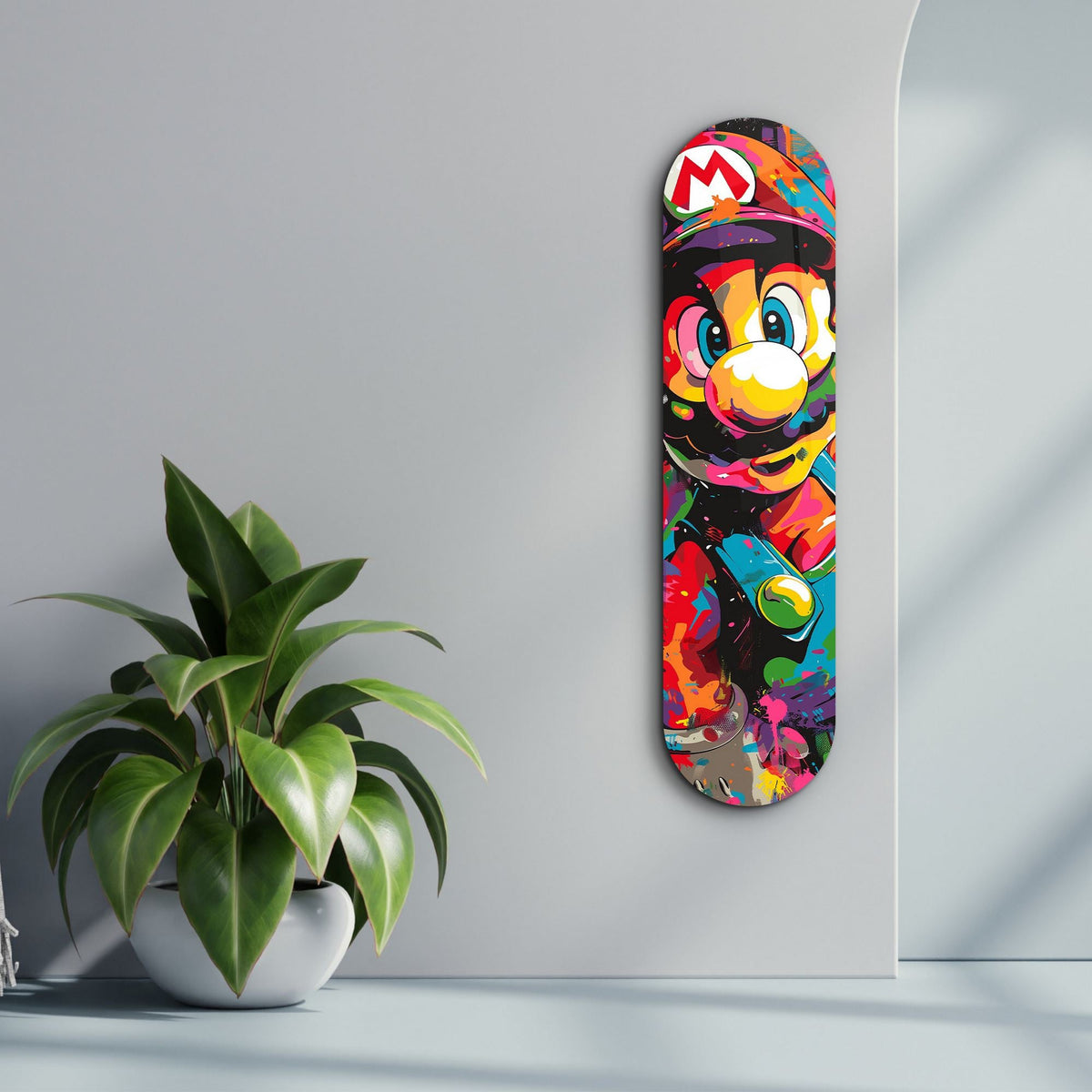Tablou decorativ din sticlă securizată, Mario Fan Art, Multicolor