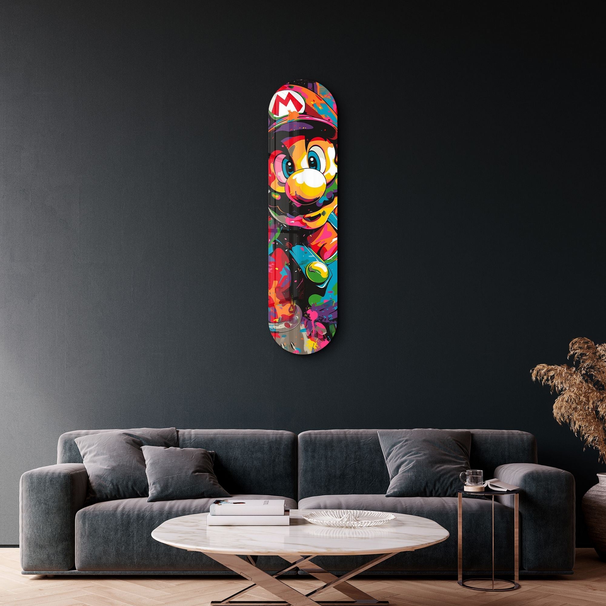 Tablou decorativ din sticlă securizată, Mario Fan Art, Multicolor