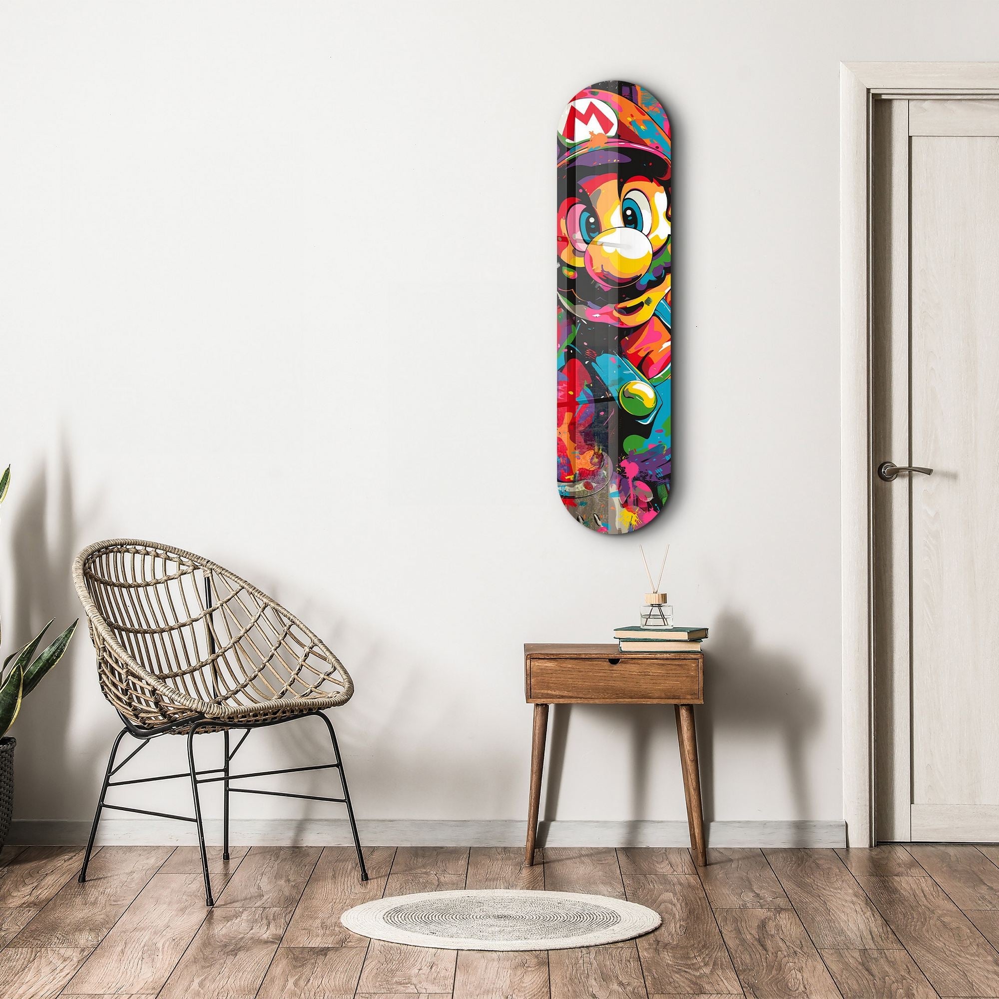 Tablou decorativ din sticlă securizată, Mario Fan Art, Multicolor