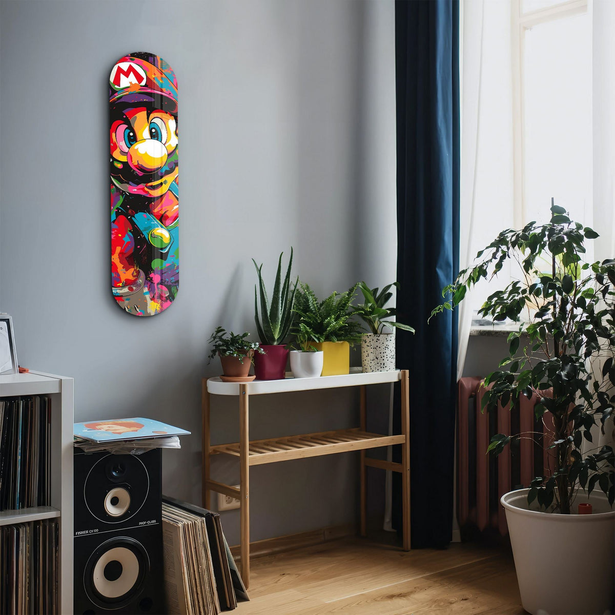 Tablou decorativ din sticlă securizată, Mario Fan Art, Multicolor