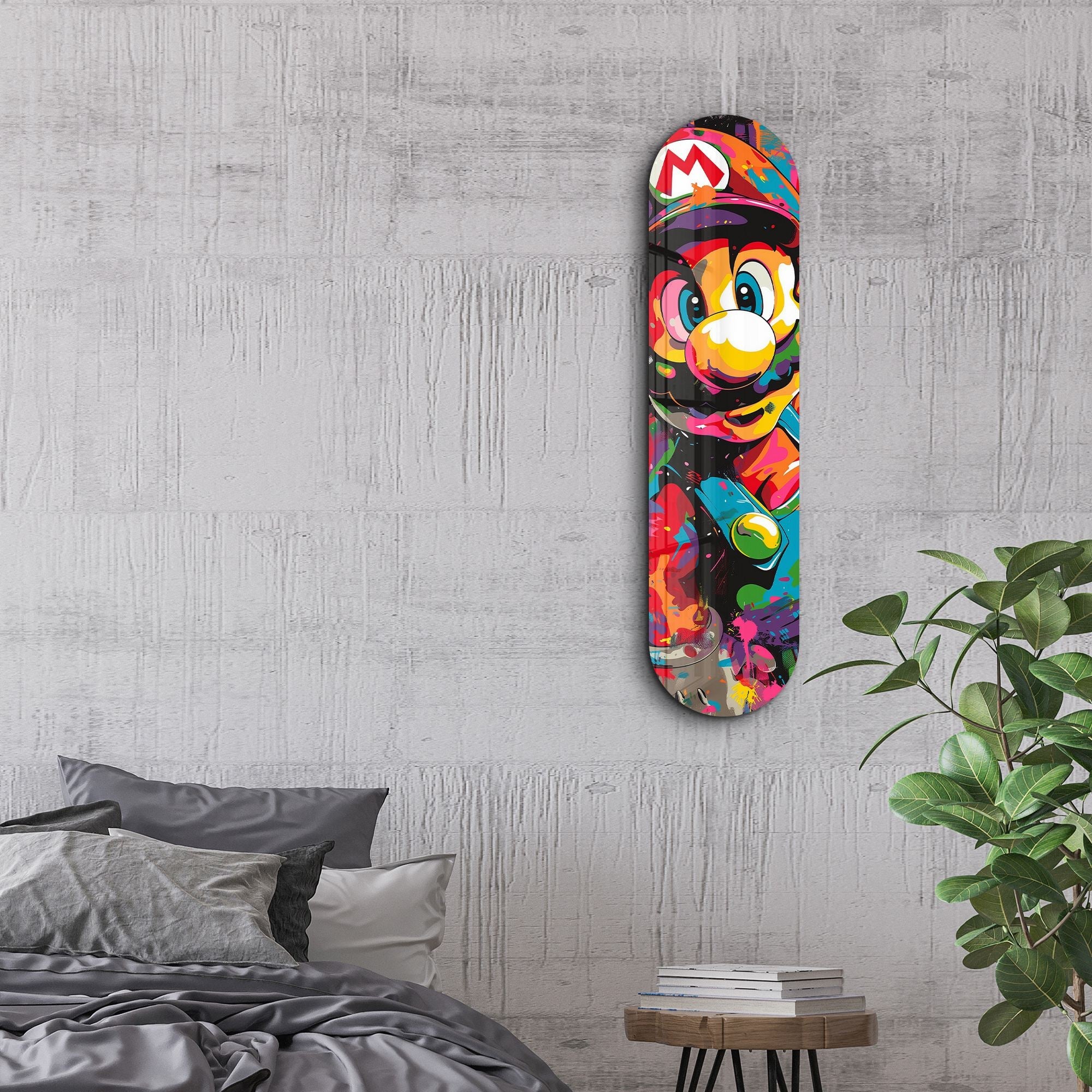 Tablou decorativ din sticlă securizată, Mario Fan Art, Multicolor