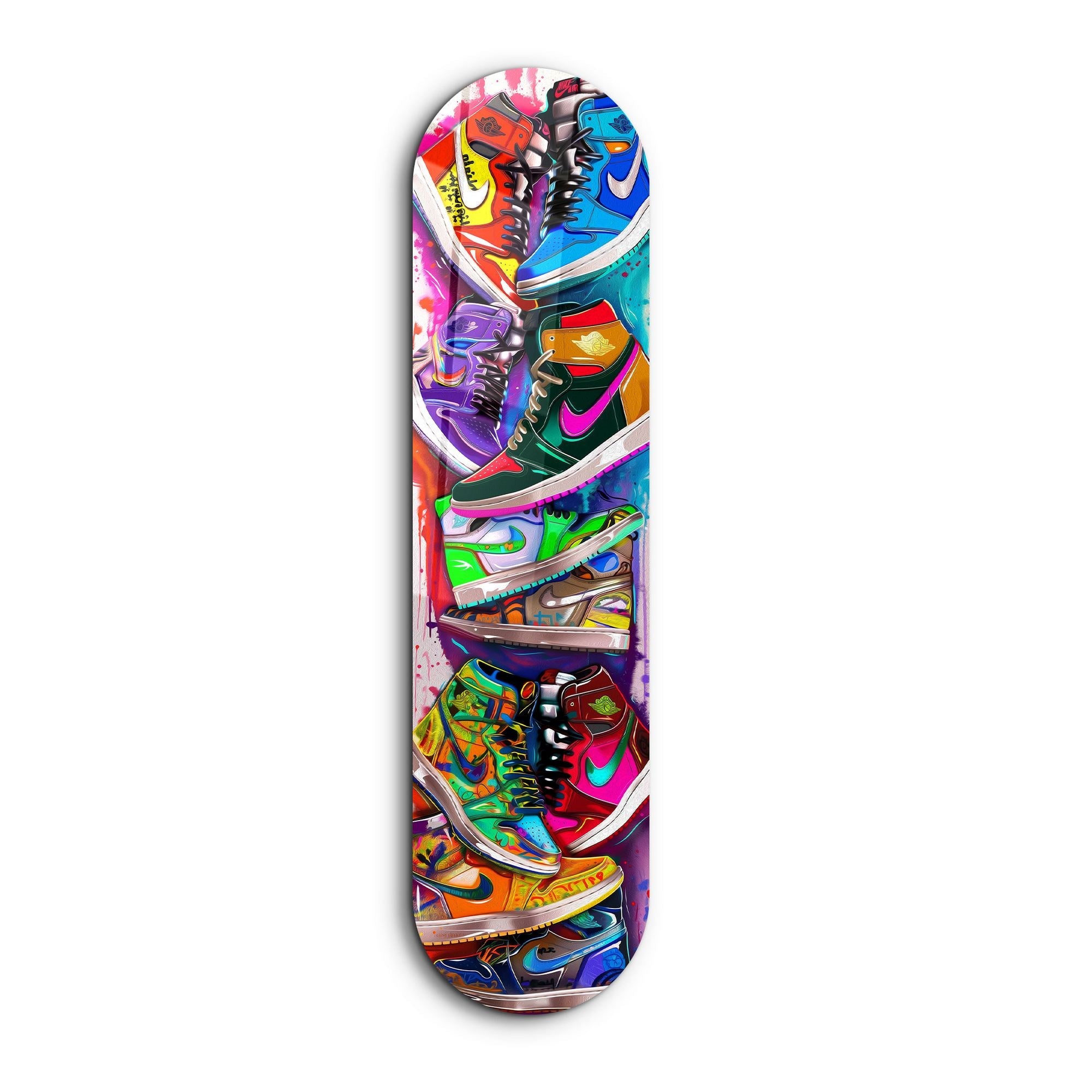 Tablou decorativ din sticlă securizată, Colorful Sneakers, Multicolor