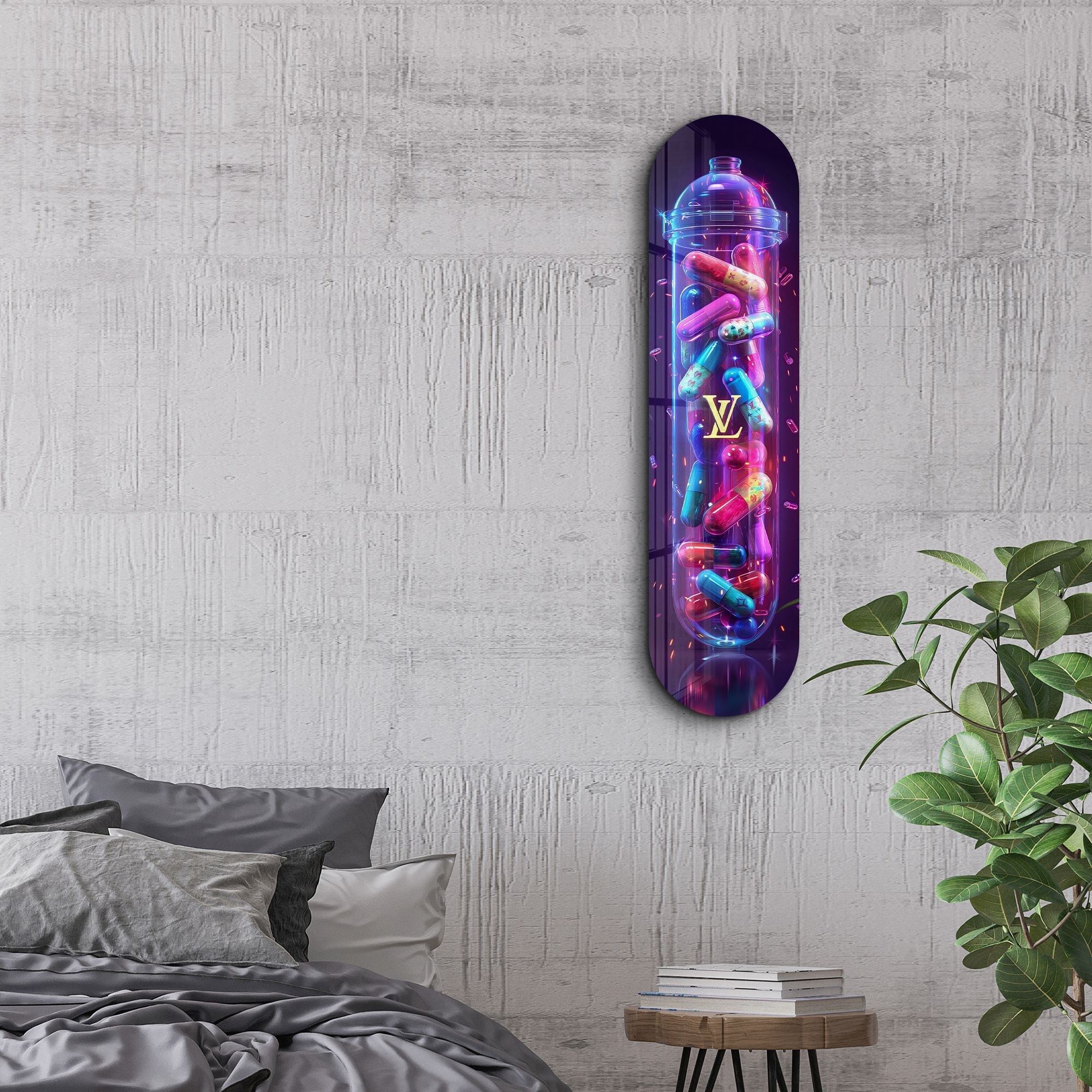 Tablou decorativ din sticlă securizată, Colorful LV Tube, Multicolor