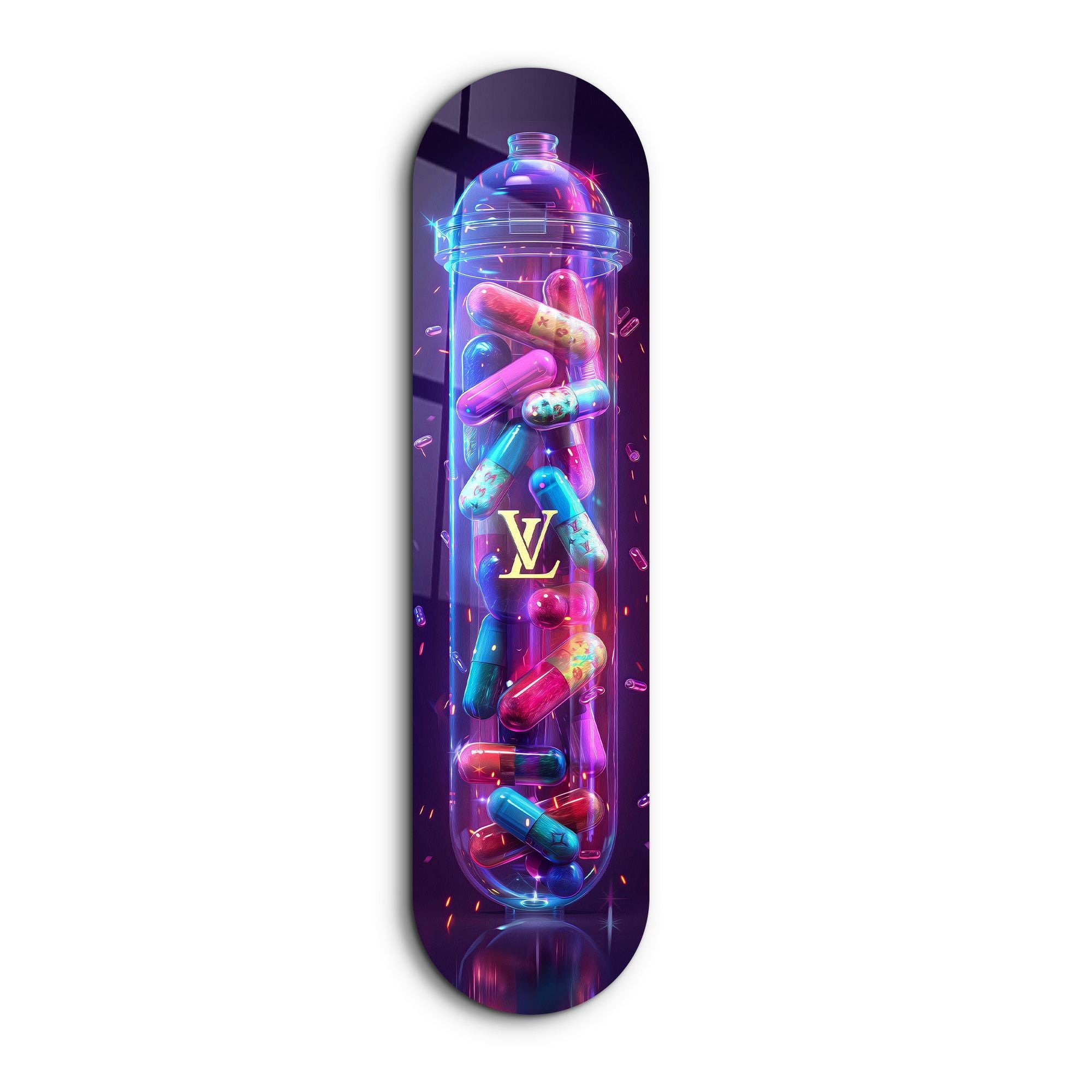Tablou decorativ din sticlă securizată, Colorful LV Tube, Multicolor