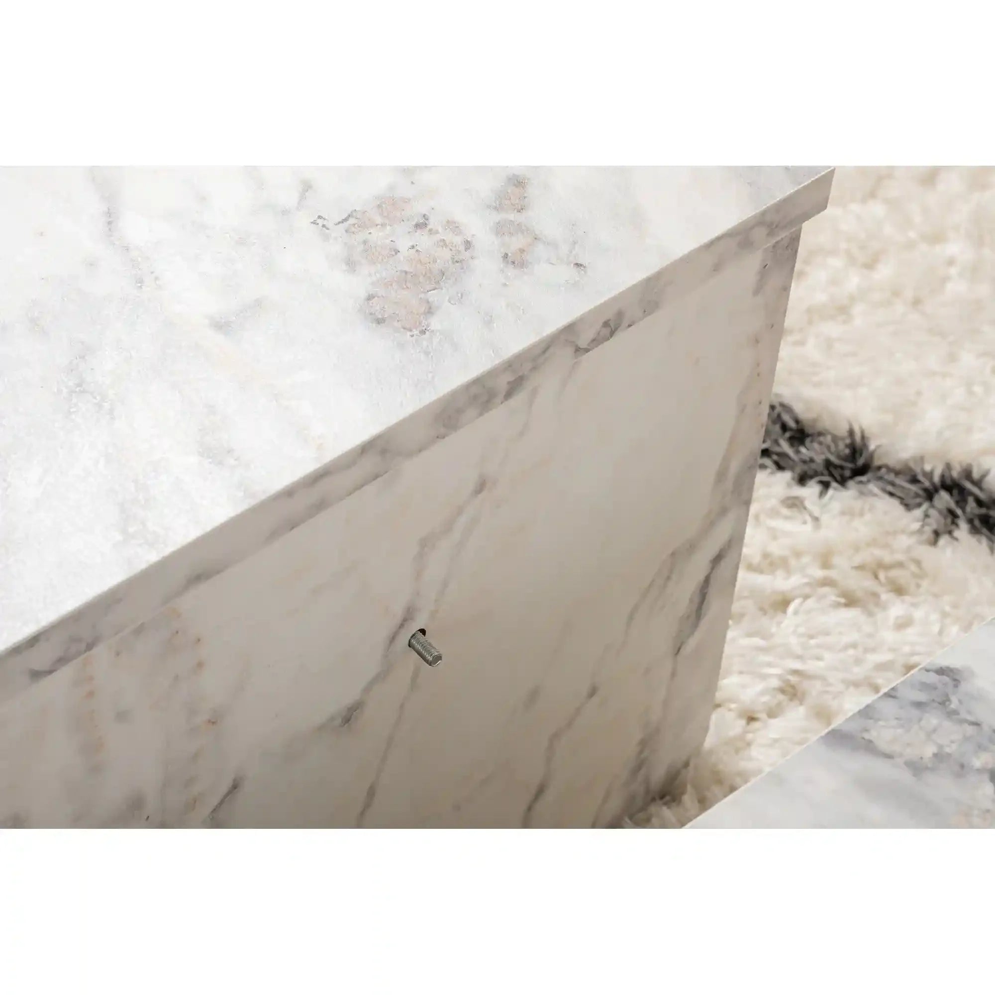 Set 2 masute ORION, alb cu efect de marmura, PAL melaminat