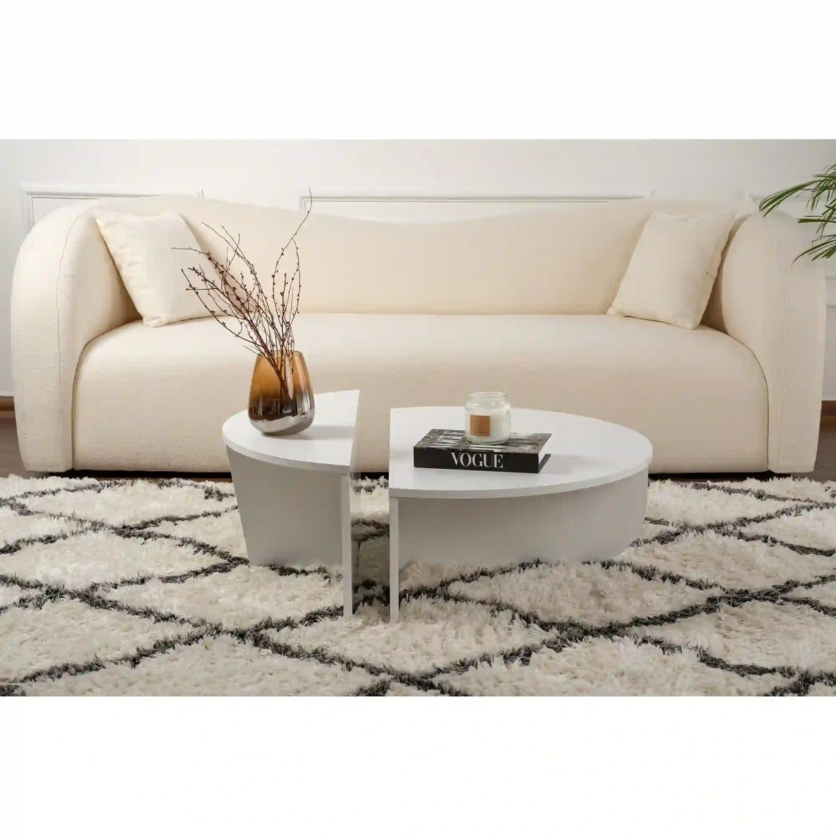 Set 2 masute ORION, alb, PAL melaminat