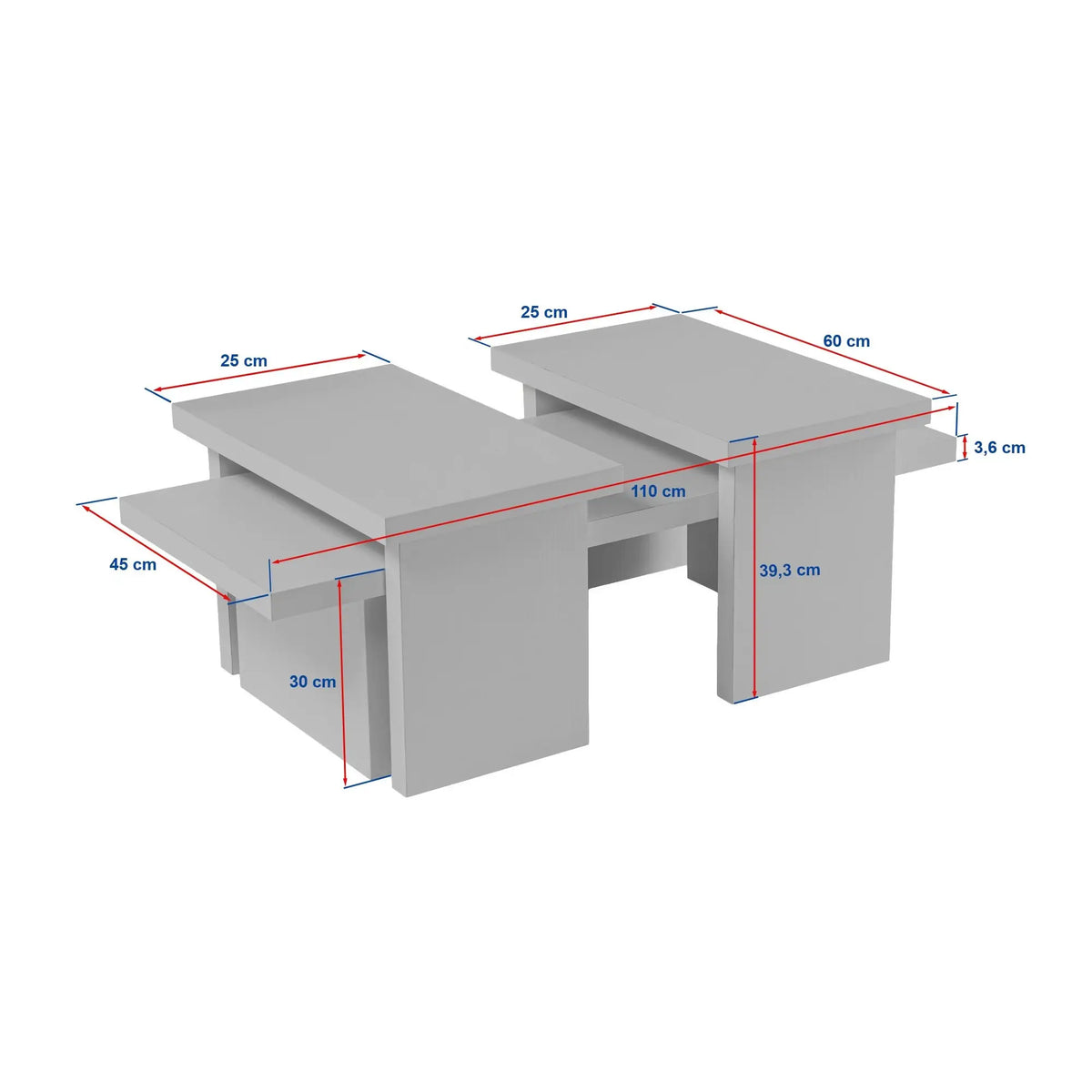 Masuta cafea SANCTUARY, alb cu efect de marmura, PAL, 110x45x30 cm