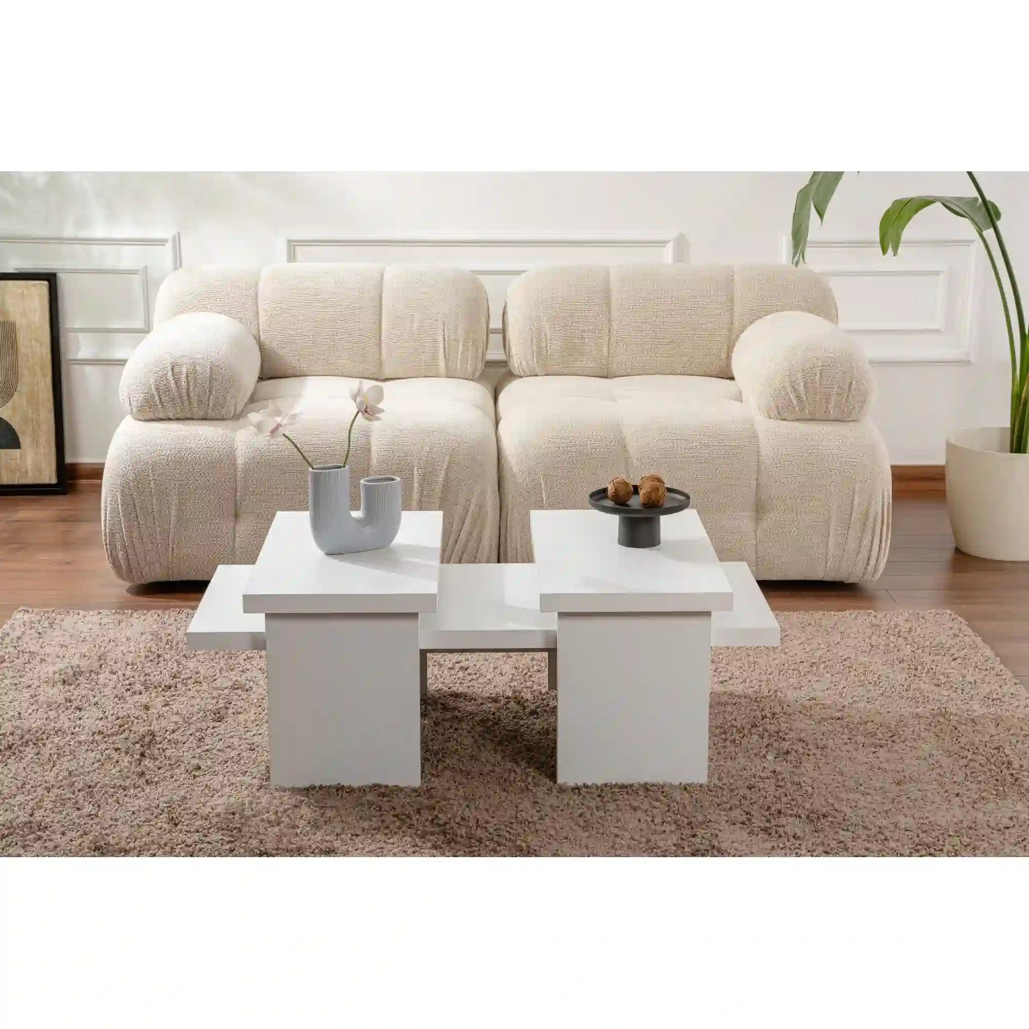 Masuta cafea SANCTUARY, alb, PAL, 110x45x30 cm