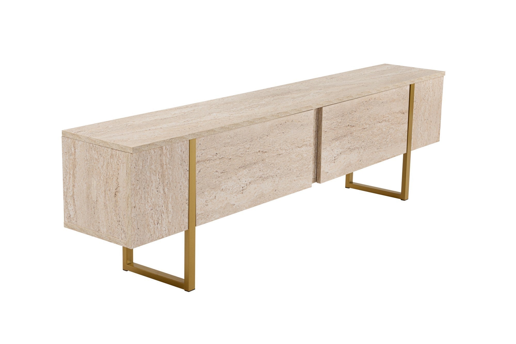 Comodă TV, Serenity - Travertine, Gold, Travertin / Auriu