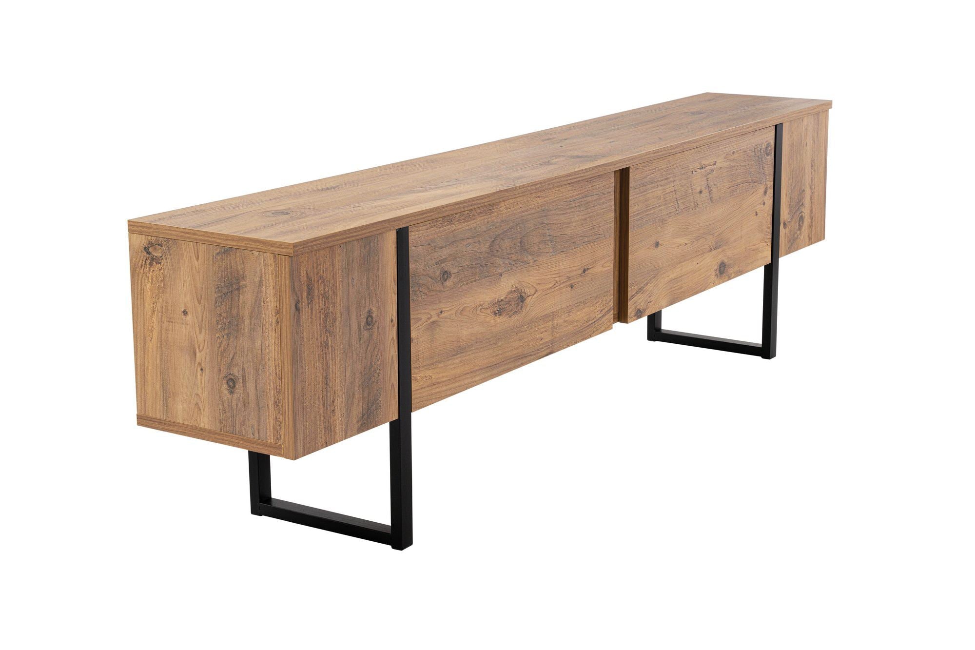 Comodă TV, Serenity - Atlantic Pine, Black, Pin Atlantic / Negru