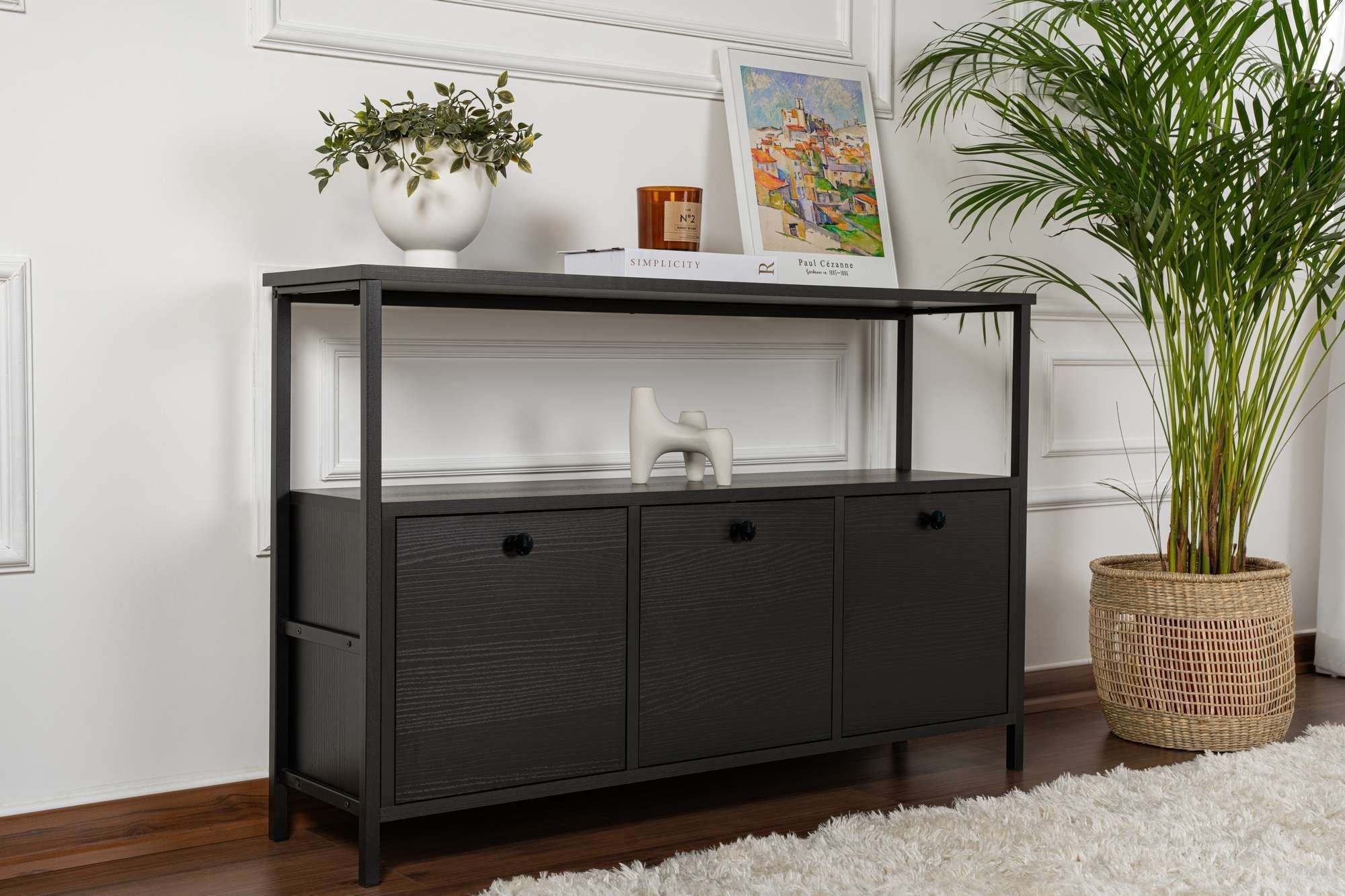 Consolă, Solace - Wood Black, Black, Lemn Negru / Negru