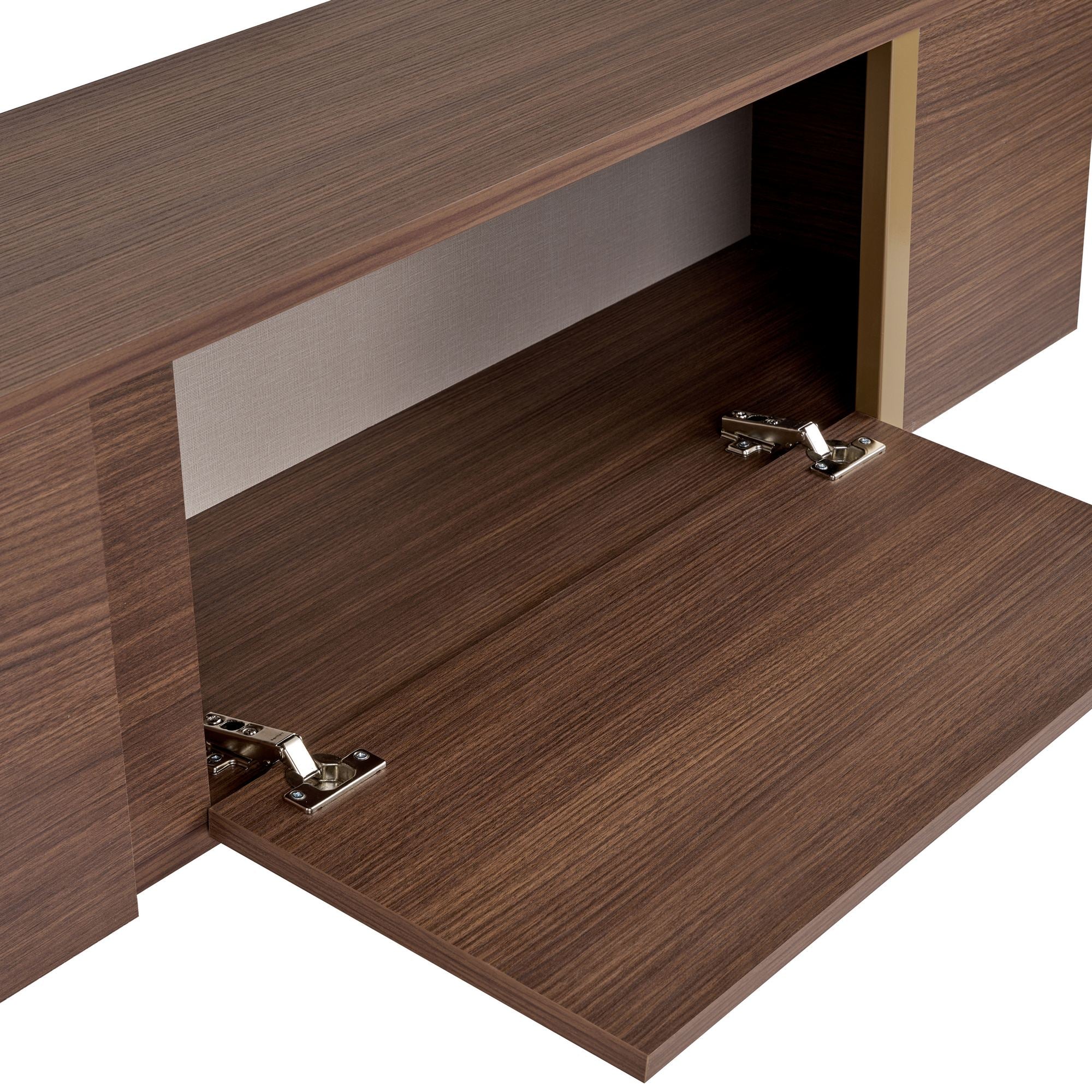 Comodă TV, Onera - Milano Walnut, Gold, Nuc Milano / Auriu