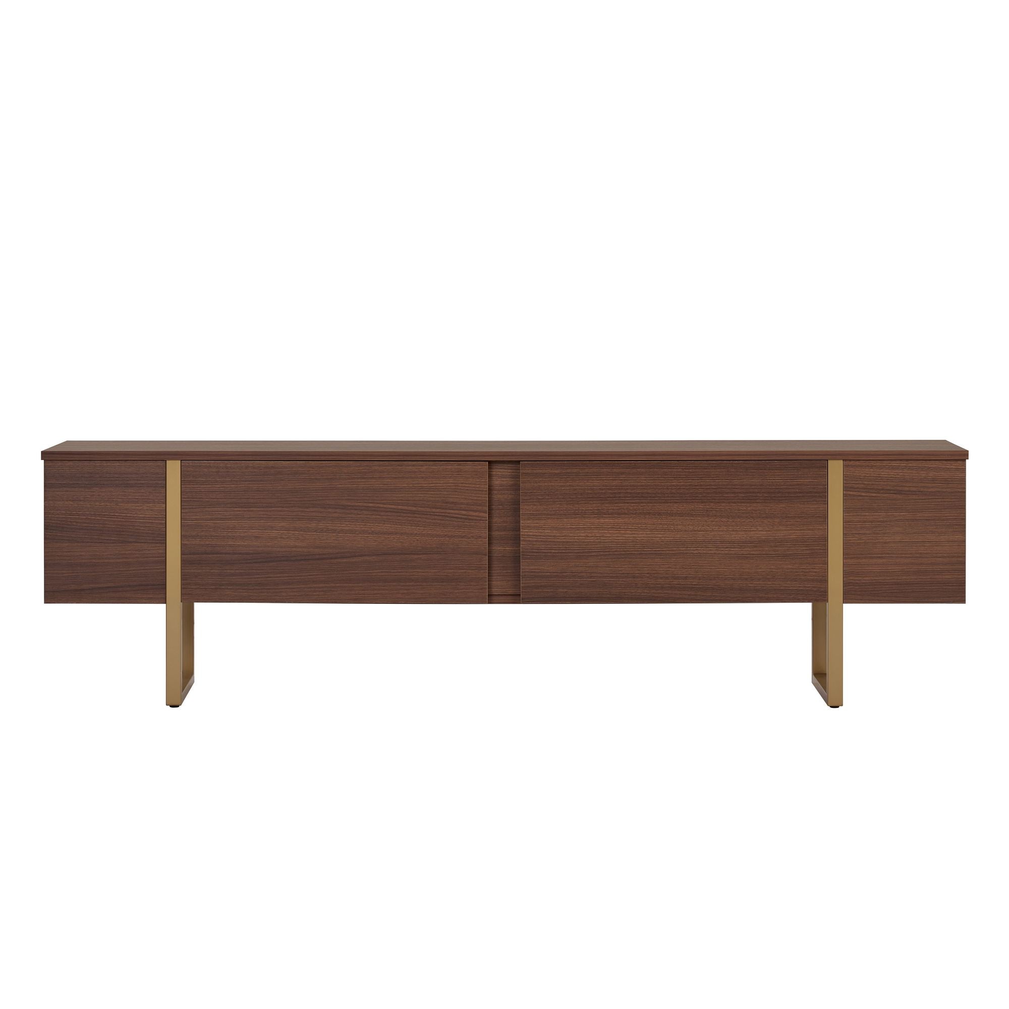 Comodă TV, Onera - Milano Walnut, Gold, Nuc Milano / Auriu