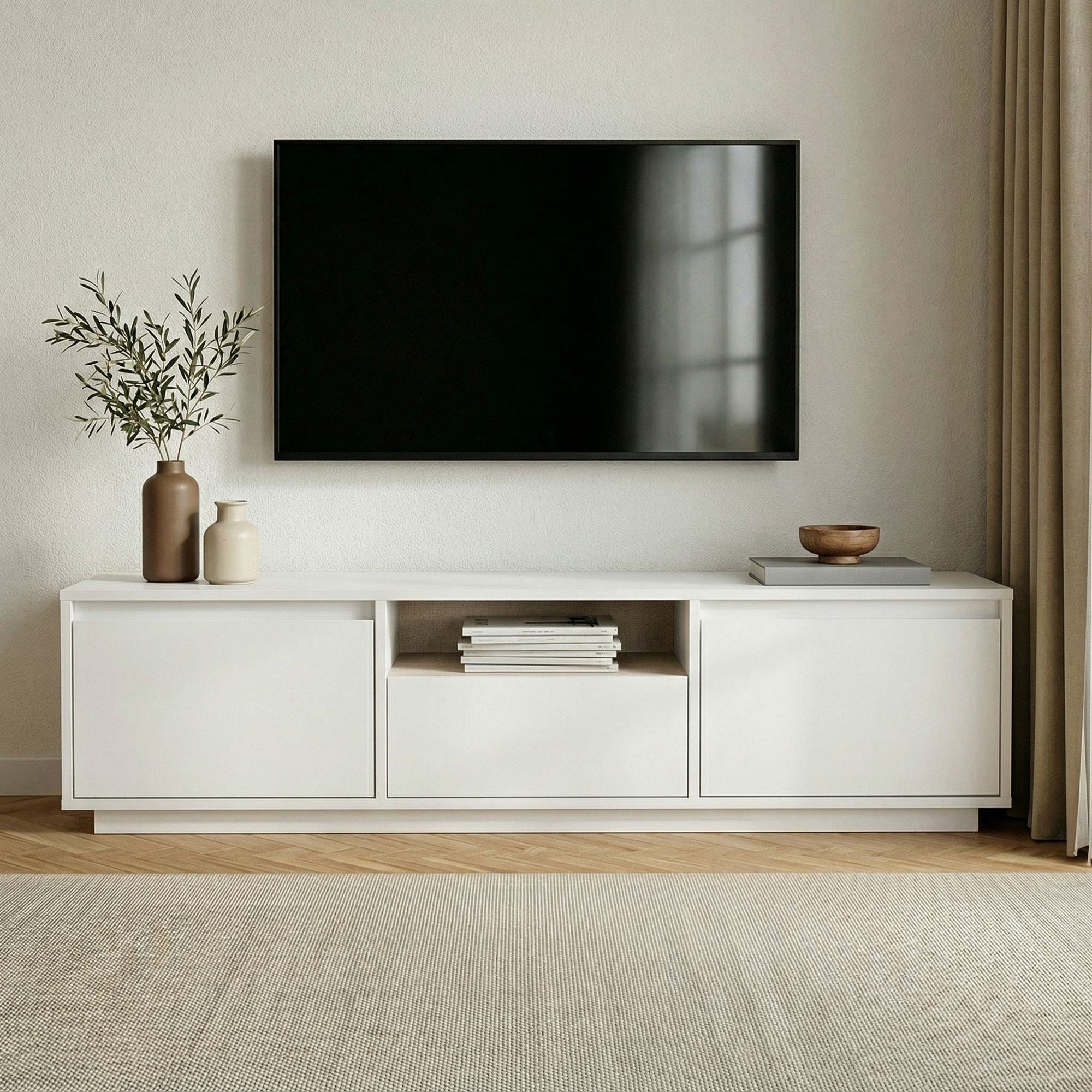 Comodă TV, Sentinel - Natural White, Alb natural