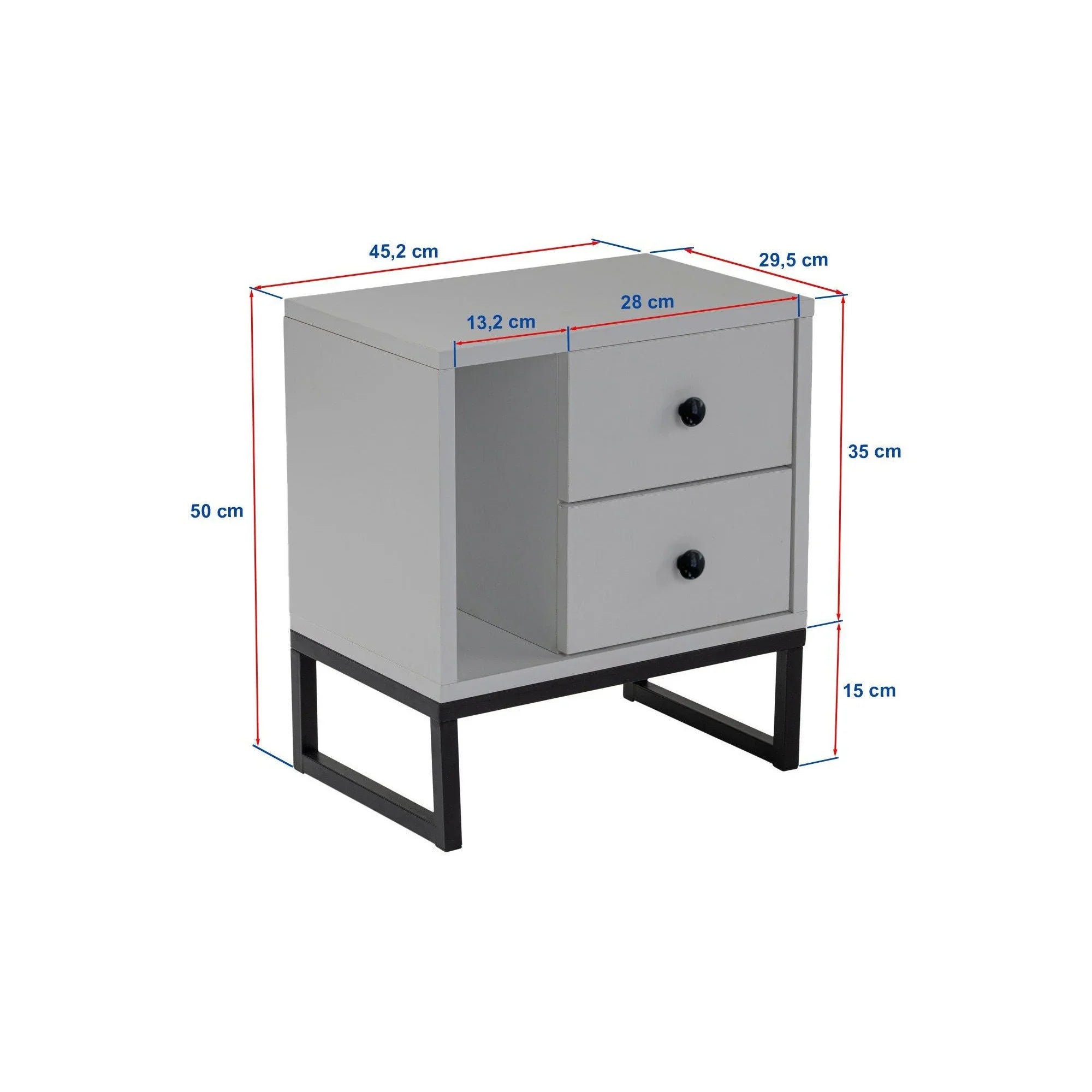 Noptiera GLIMMER, alb cu efect de marmura/auriu, PAL/metal, 46x30x50 cm