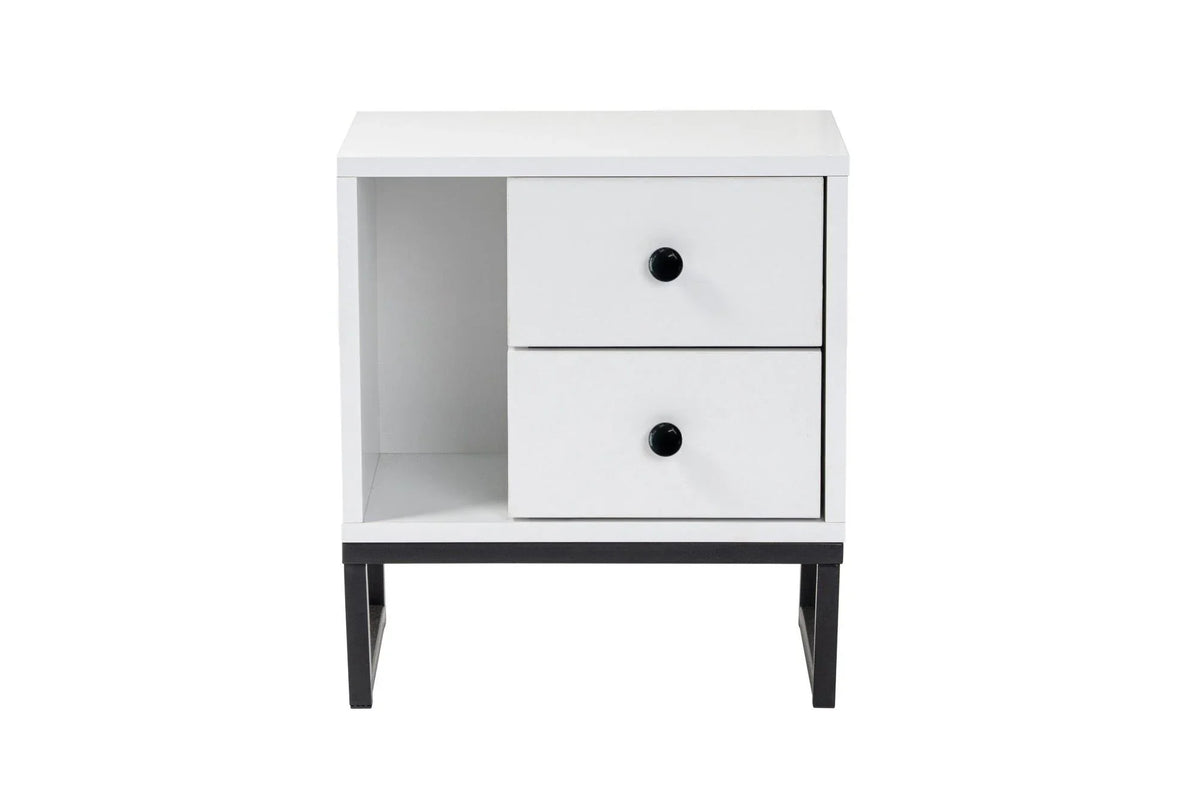 Noptiera GLIMMER, alb/negru, PAL/metal, 46x30x50 cm