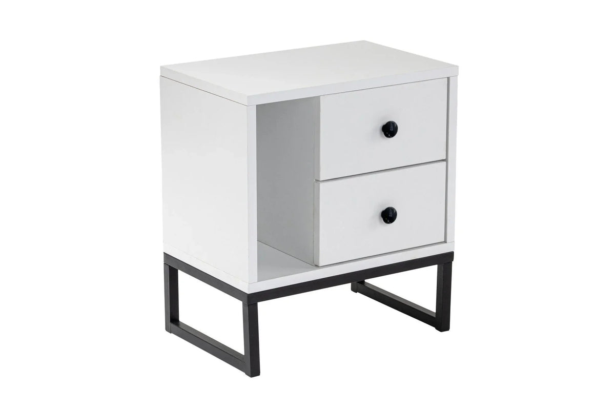 Noptiera GLIMMER, alb/negru, PAL/metal, 46x30x50 cm
