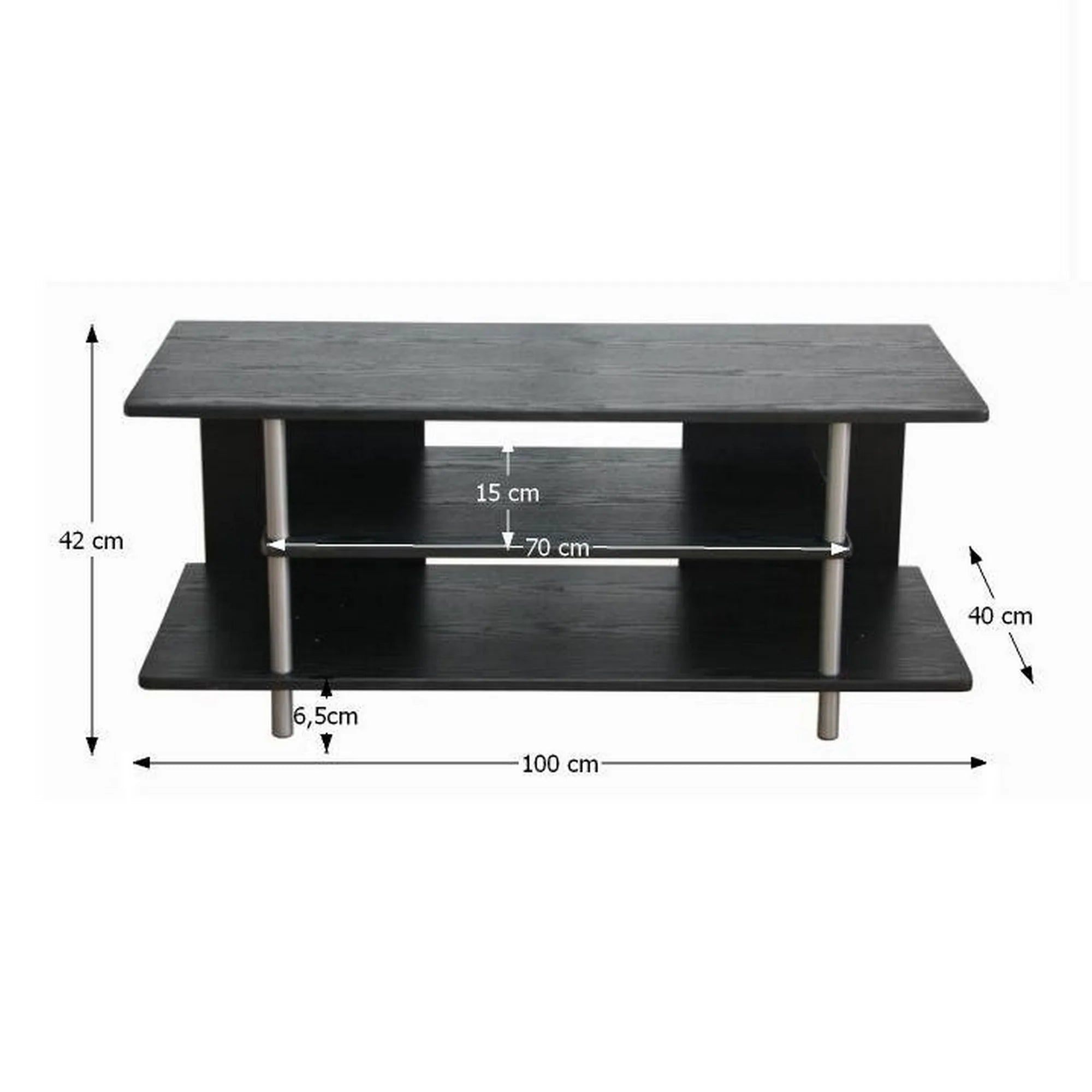Masuta TV QUIDO, negru/argintiu, 100x40x42 cm