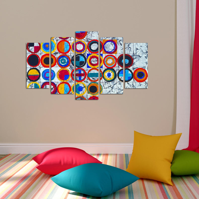 Set 5 tablouri 5ABSMDF-49, multicolor, 110x60 cm