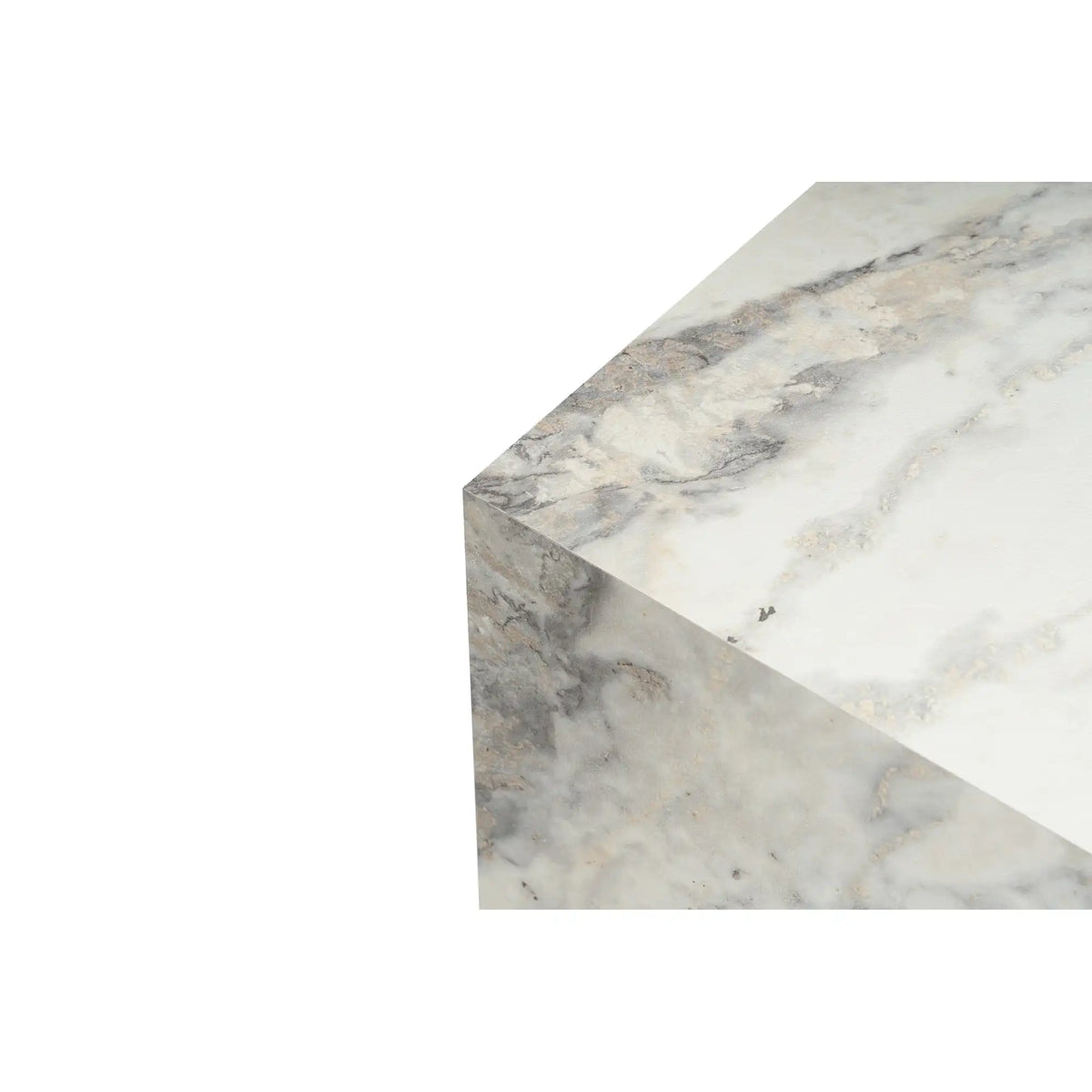 Set 2 masute cafea KUP, alb cu efect de marmura, 40x40x40 cm