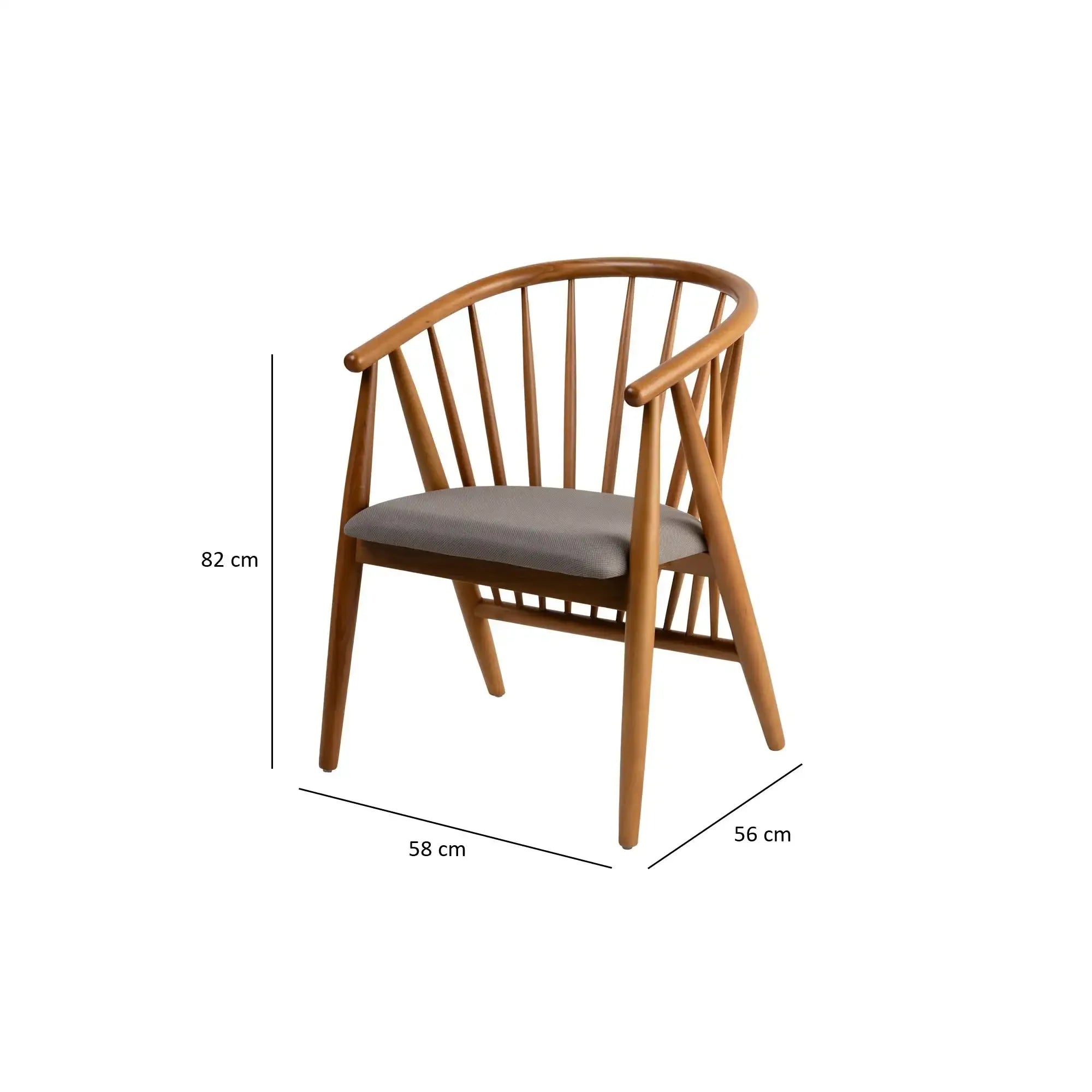Scaun DORIS, stejar/gri, stofa/lemn, 56x58x82 cm