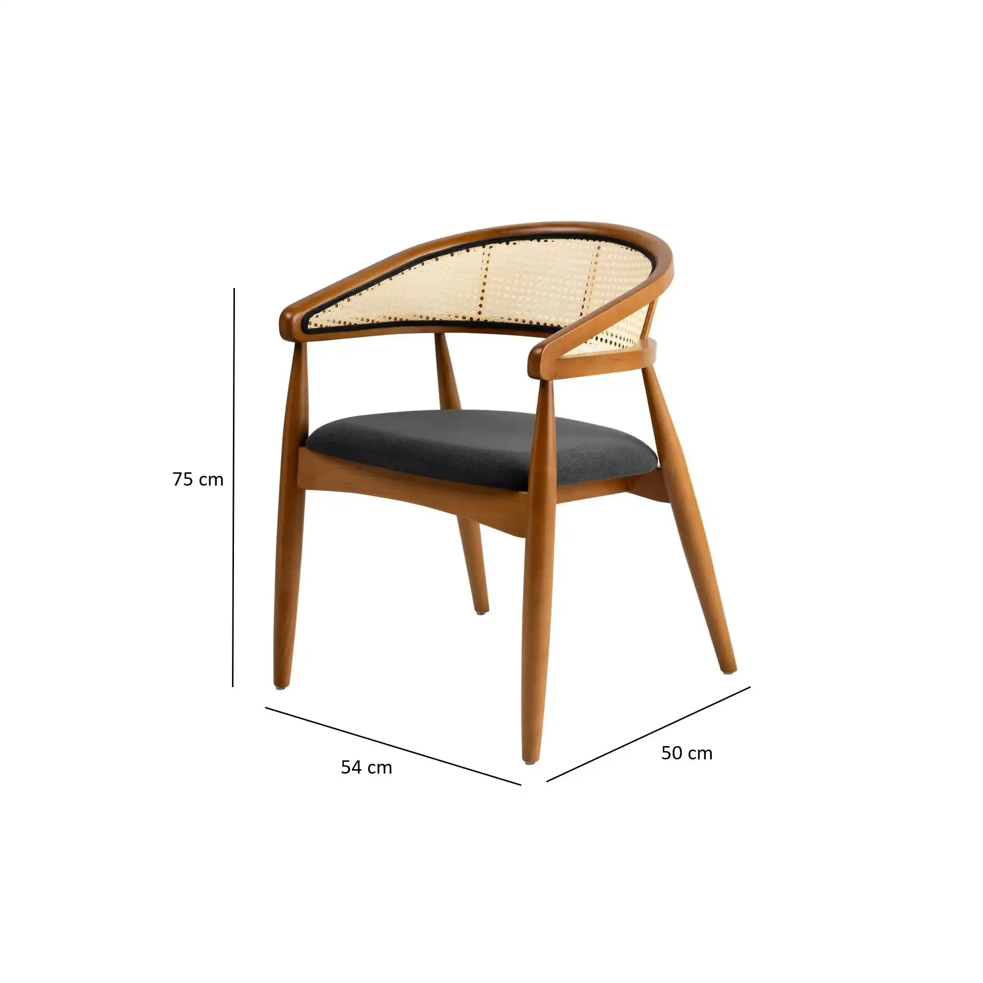 Scaun LIMA, stejar/negru, lemn/stofa, 54x50x75 cm