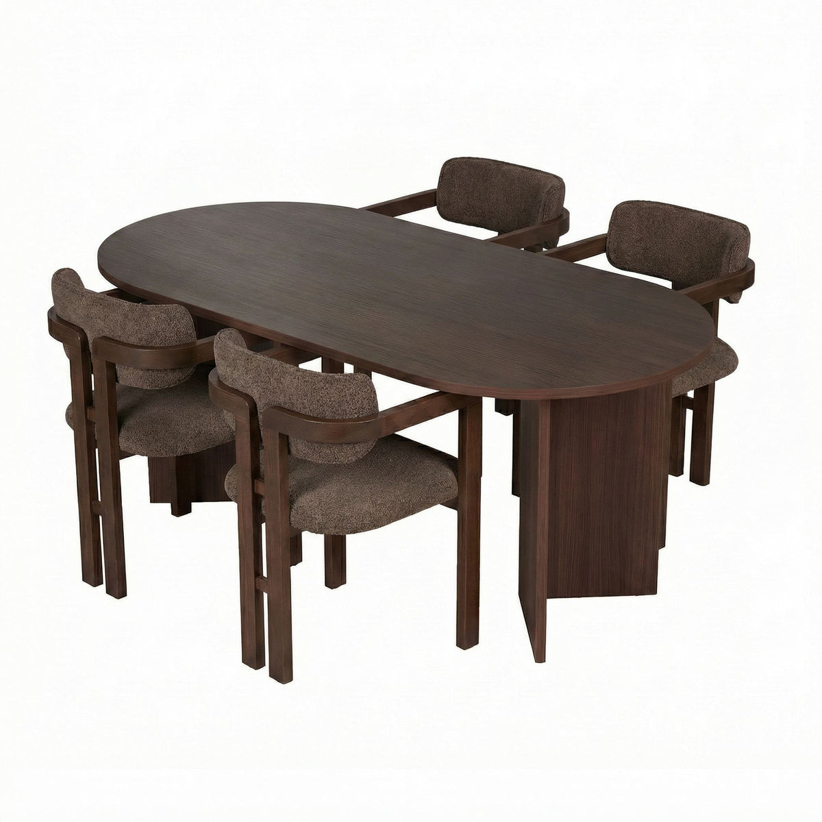 Set masă și scaune dining (5 piese), Meridia 4 - Milano Walnut, Dark Walnut, Brown, Nuc Milano / Nuc închis / Maro