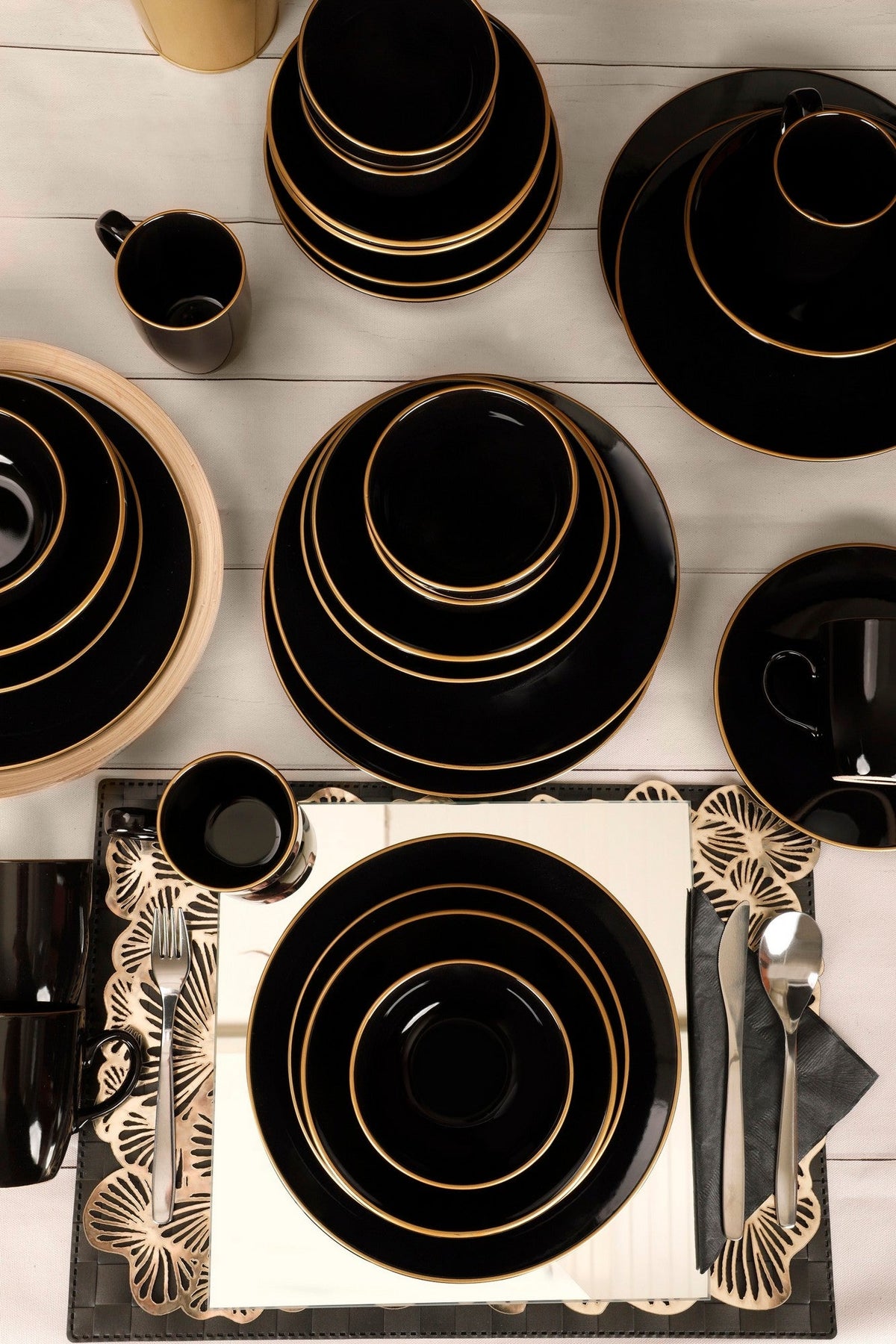 Set veselă ceramică (30 piese), TY040030F650A841600MAA4Y00, Negru