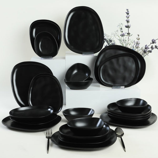 Set de cina 275KRM1770, 24 piese, negru, ceramica