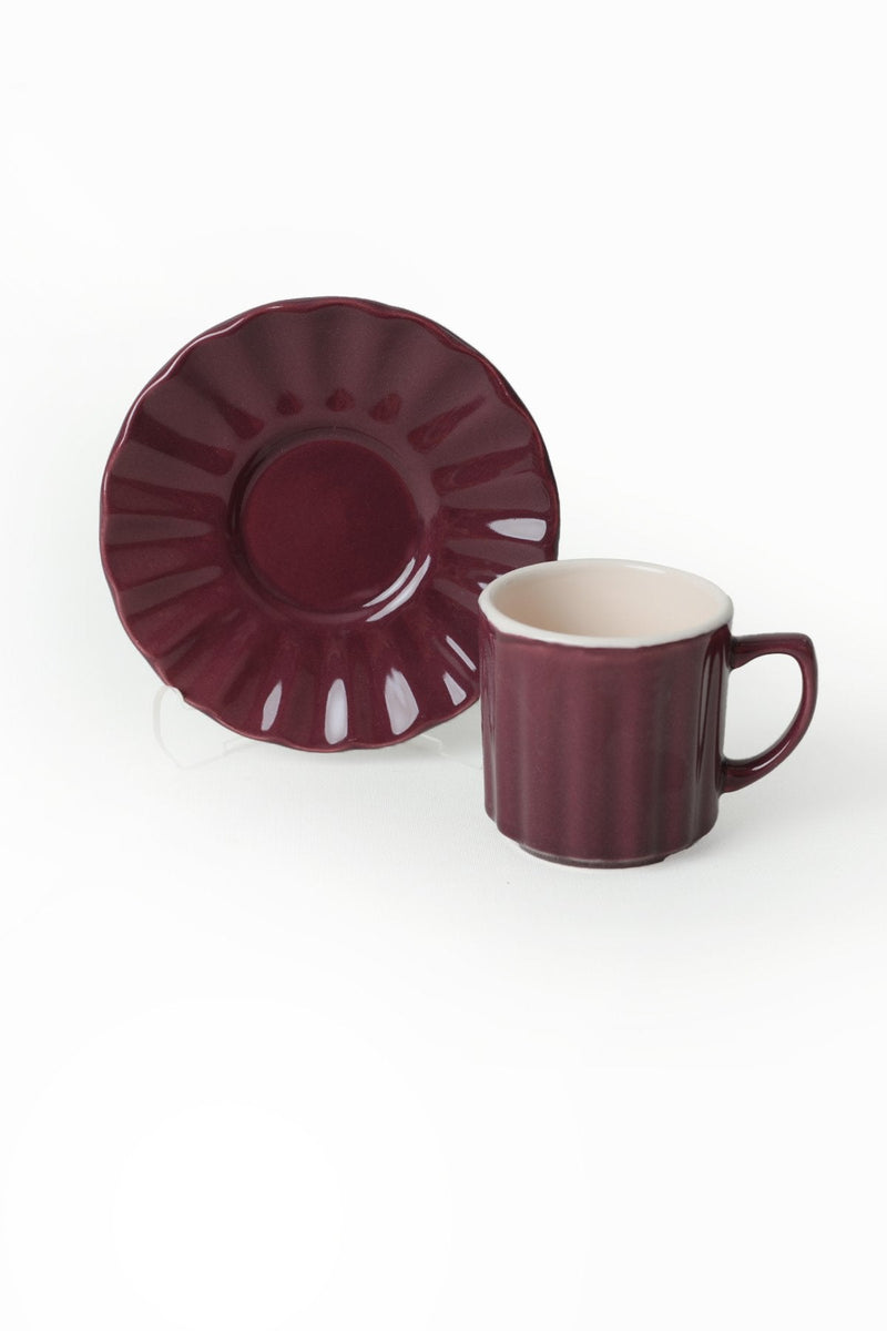 Set 6 cesti cu 6 farfurii cafea 275KRM2177, multicolor, ceramica, 105 ml