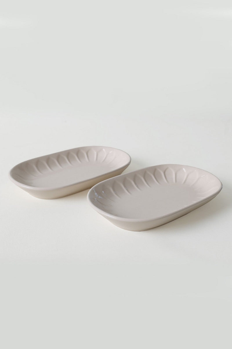 Set 2 platouri X00017600, roz pudra, ceramica, 25x15 cm