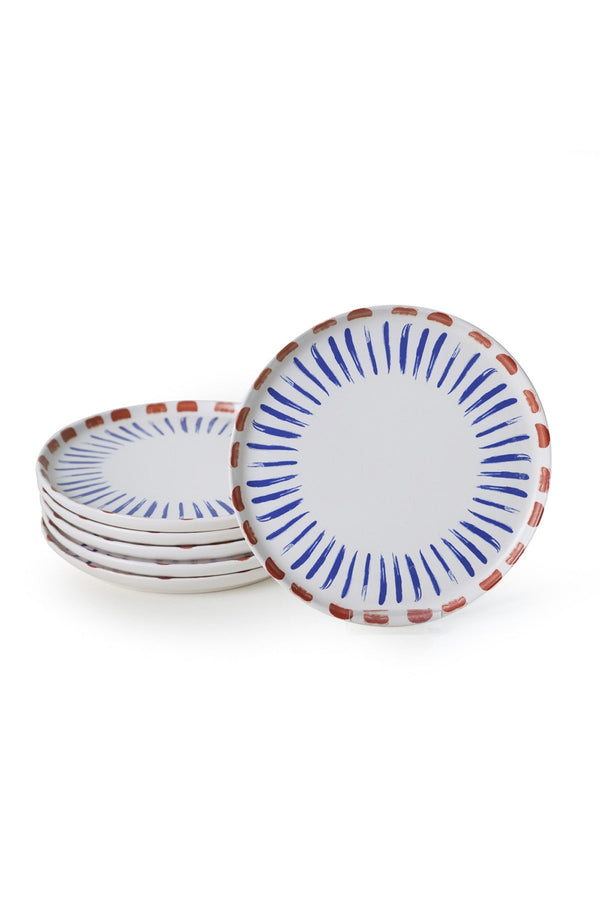 Set 6 farfurii desert 275KRM2324, alb/albastru, ceramica, 22 cm