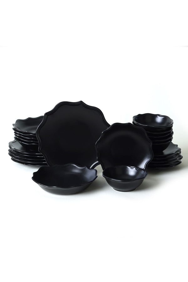 Set de cina 275KRM2341, 24 piese, negru mat, ceramica