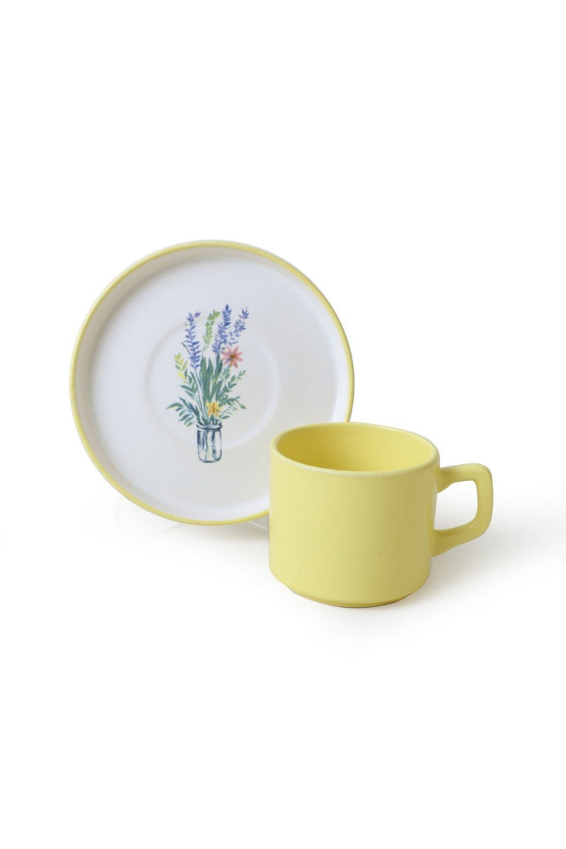 Set 6 cești cu 6 farfurii X00017912, multicolor, ceramica, 184 ml