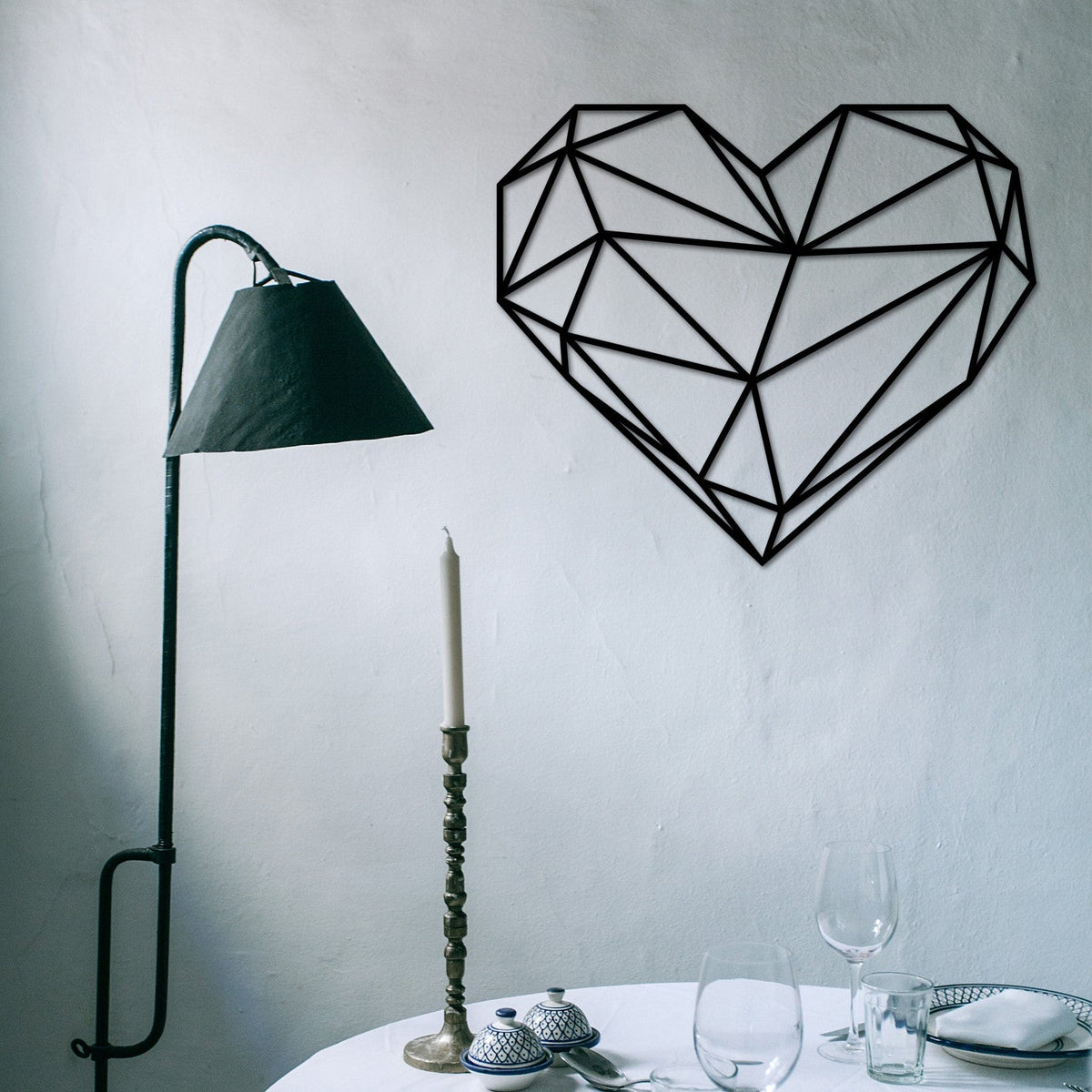 Accesoriu decorativ metalic de perete, Heart Metal Decor, Negru