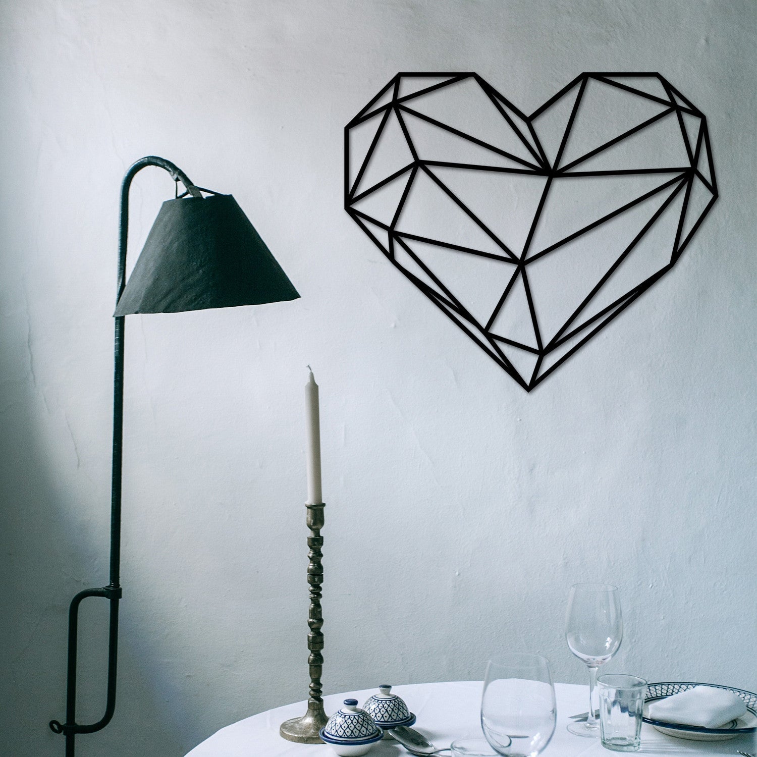 Accesoriu decorativ metalic de perete, Heart Metal Decor, Negru