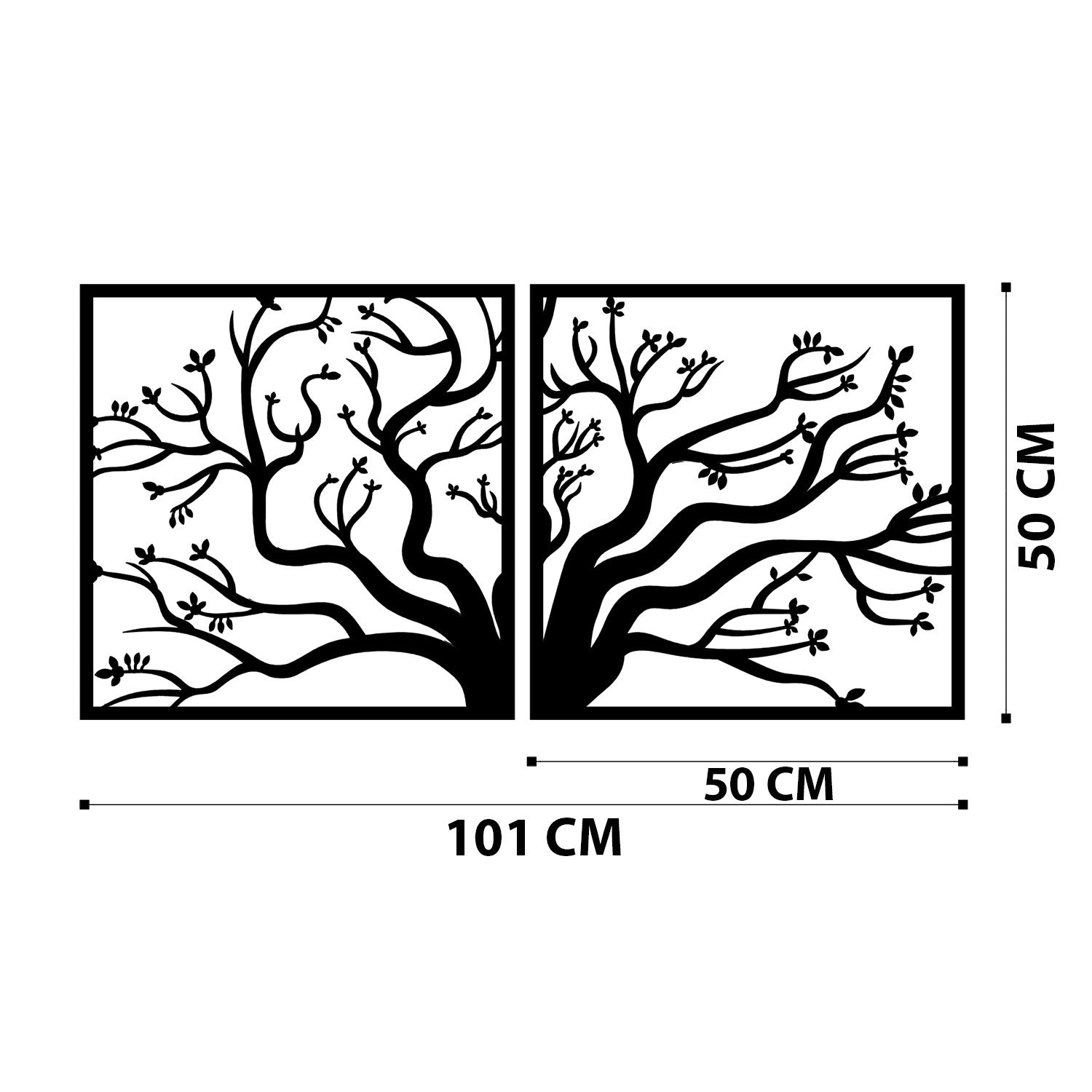 Decoratiune perete TREE METAL DECOR, negru, metal, 101x50 cm