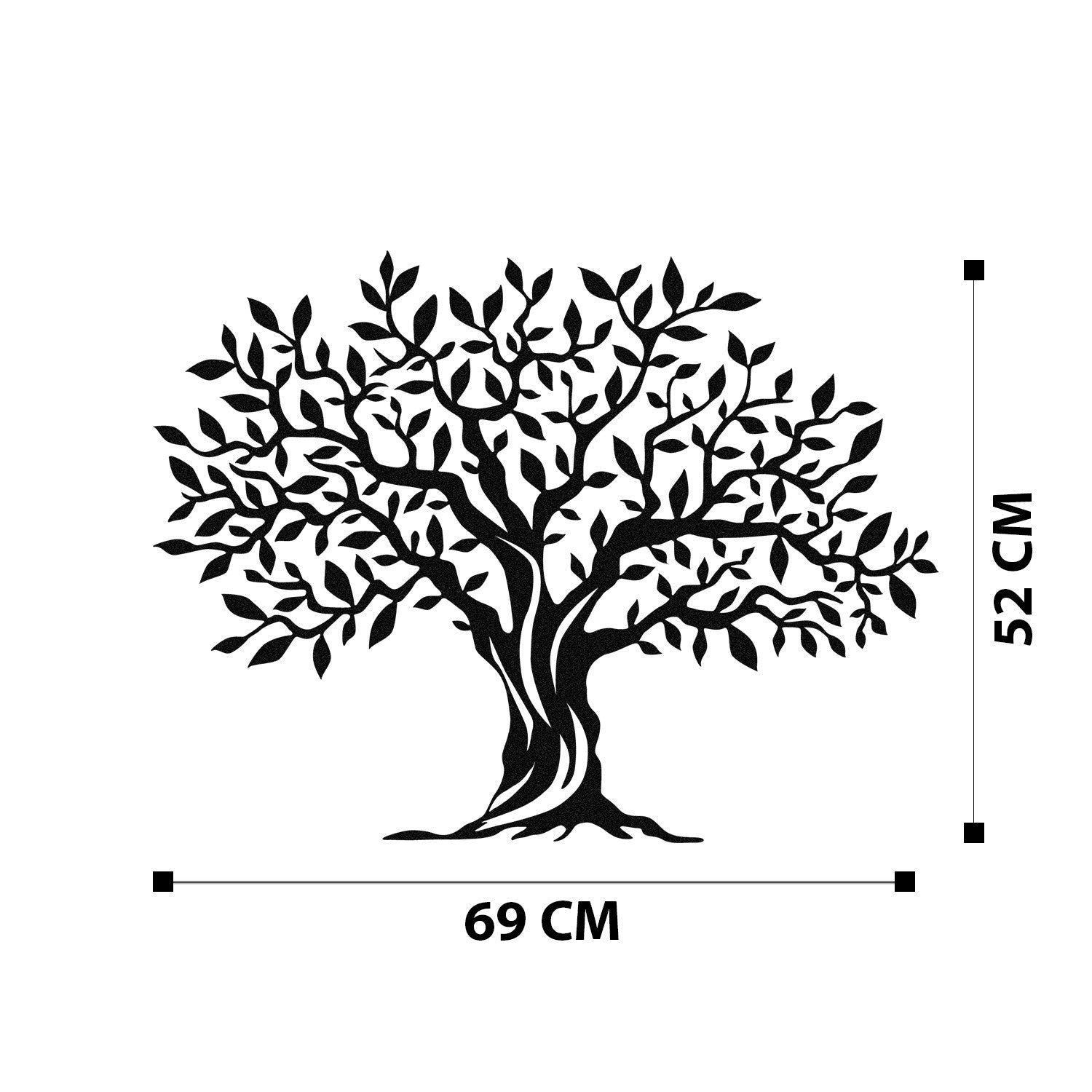 Accesoriu decorativ metalic de perete, Yaprak Dokumu - M0111, Negru